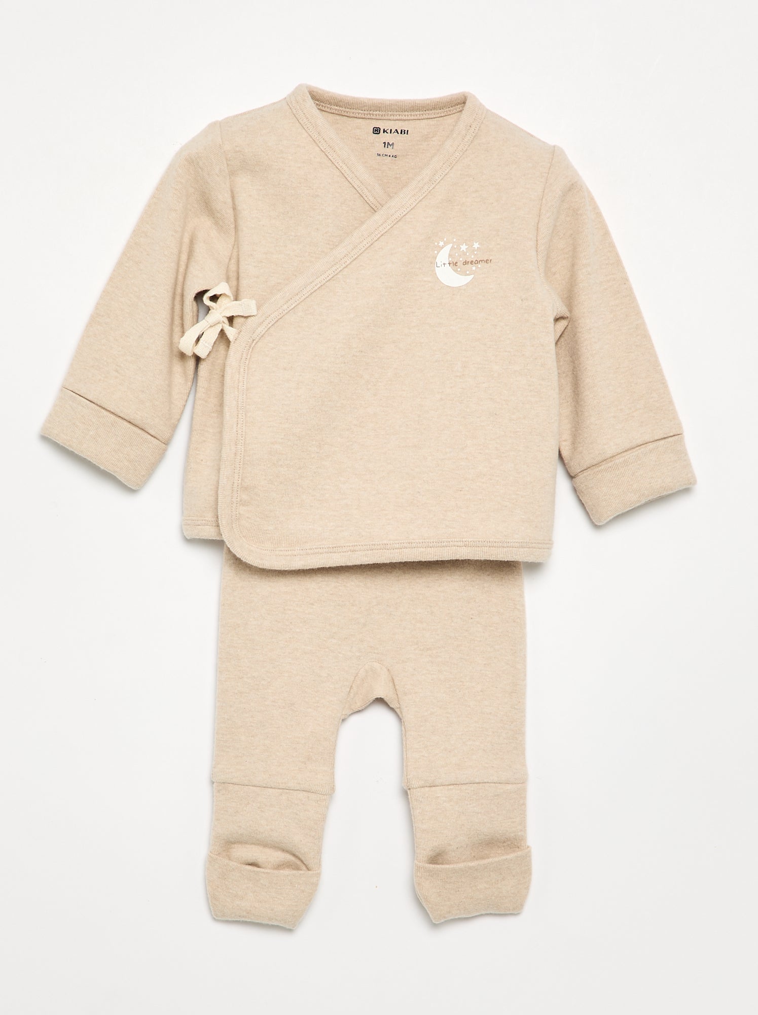Ensemble pyjama en coton - 2 pièces - Beige