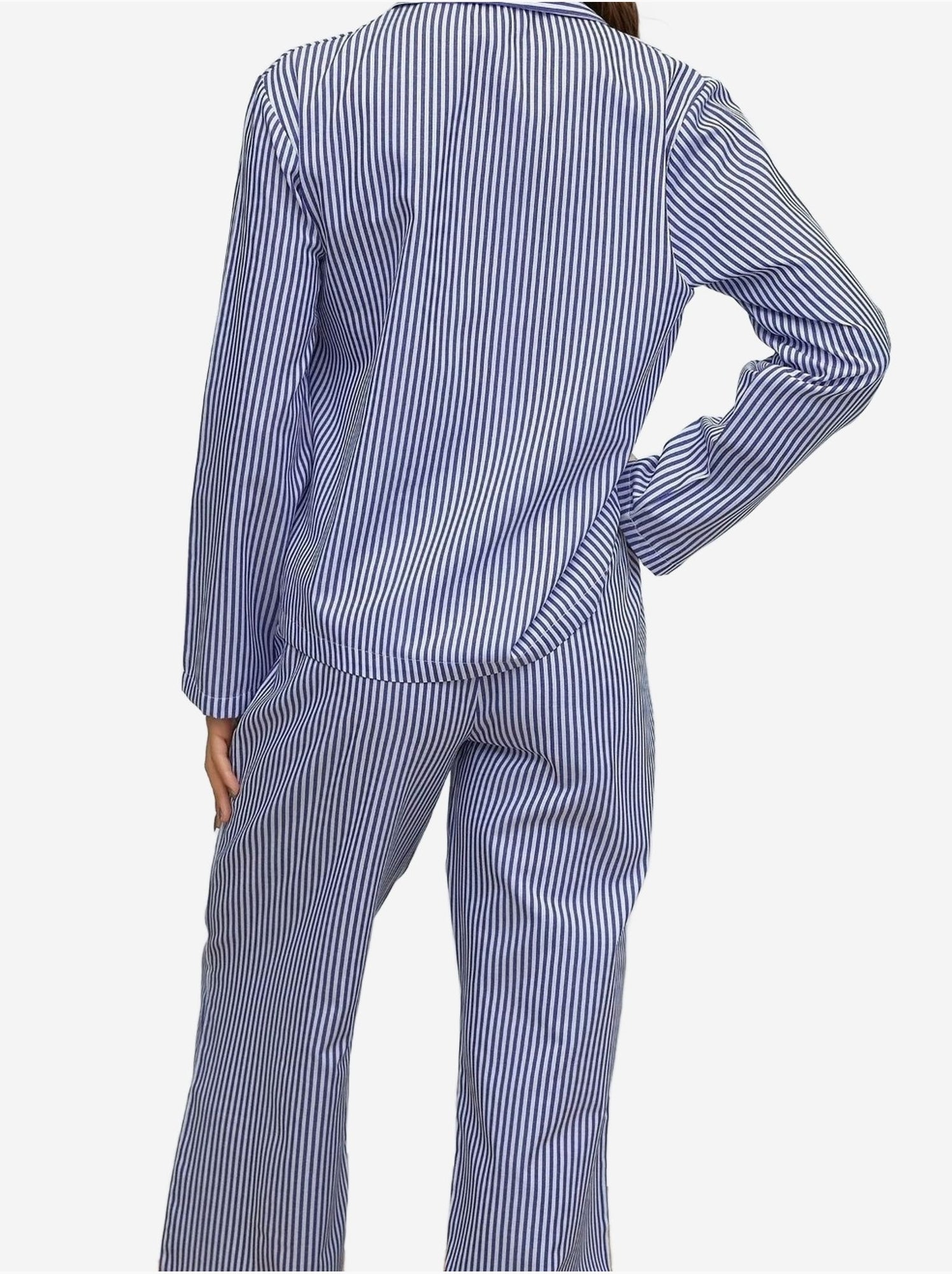 Ensemble pyjama en coton rayé - Bleu ciel