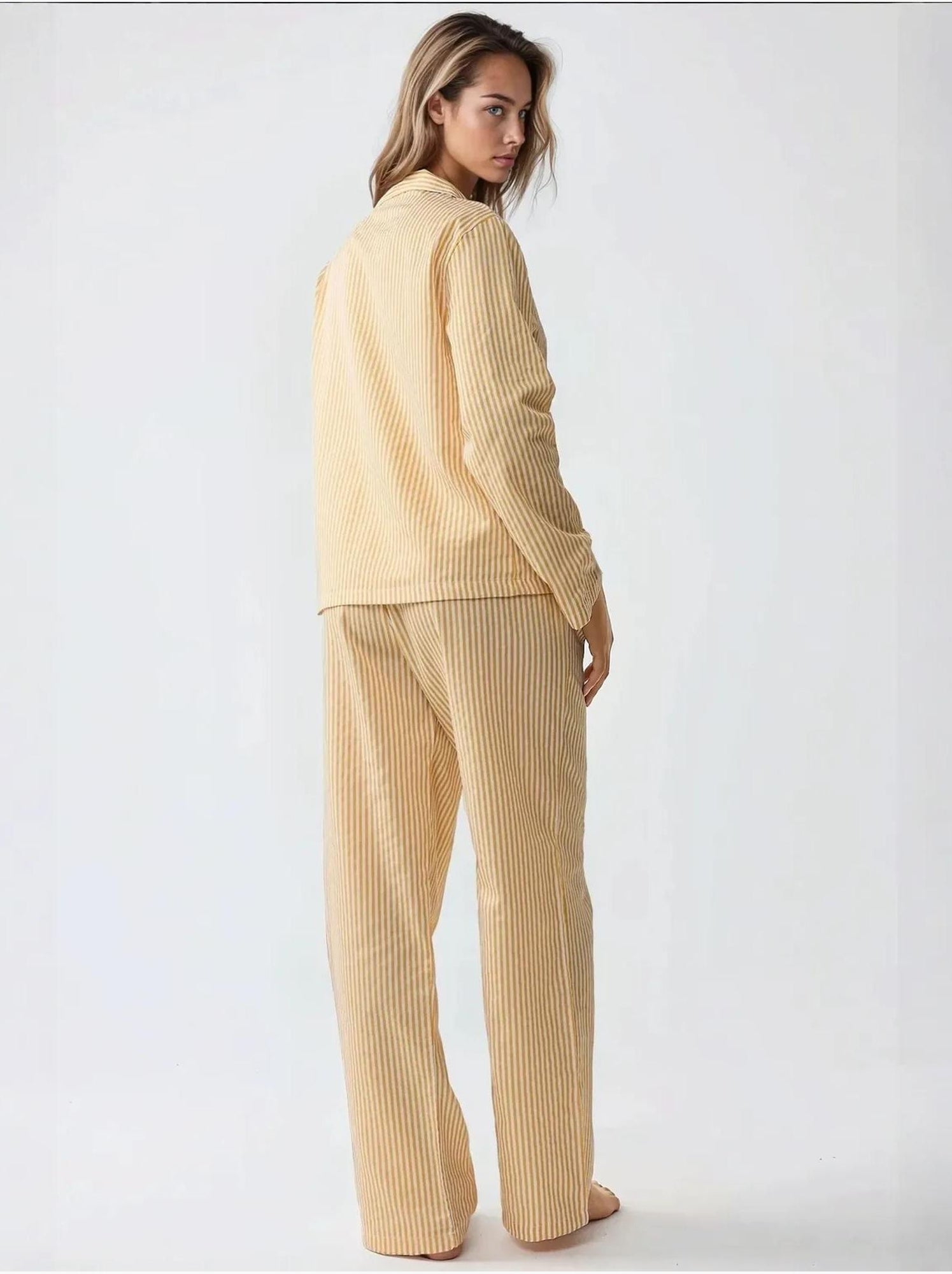 Ensemble pyjama en coton rayé - Jaune