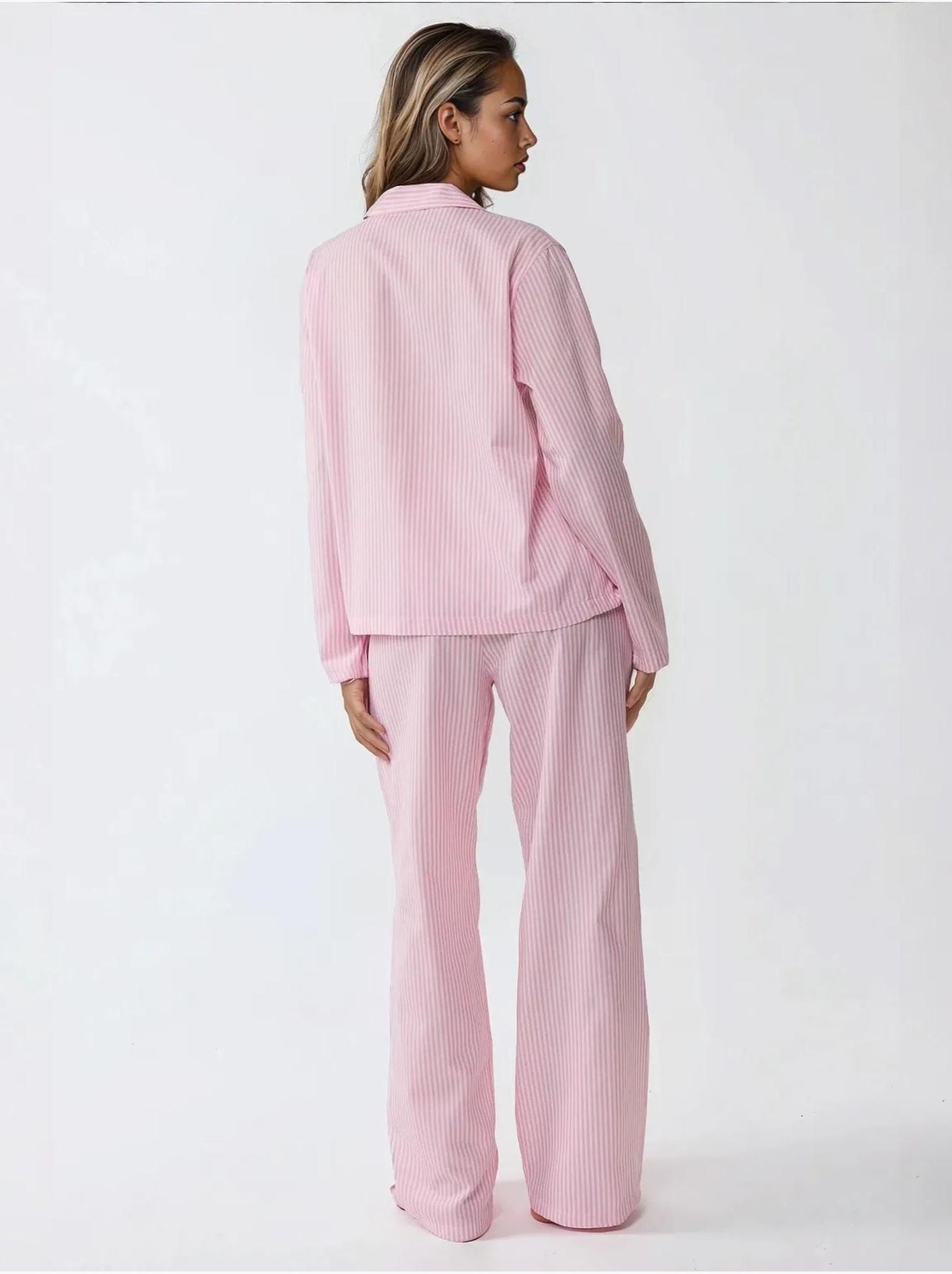 Ensemble pyjama en coton rayé - Rose