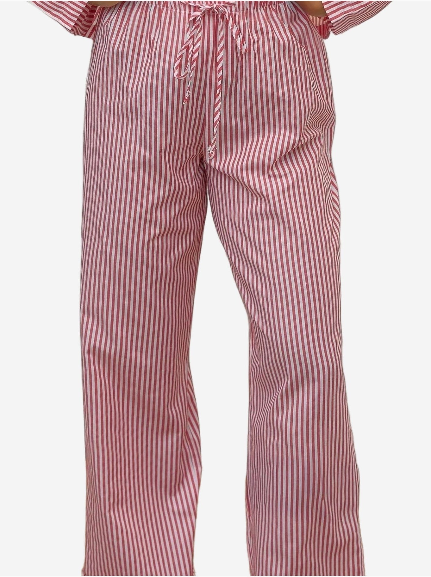 Ensemble pyjama en coton rayé - Rouge bordeaux