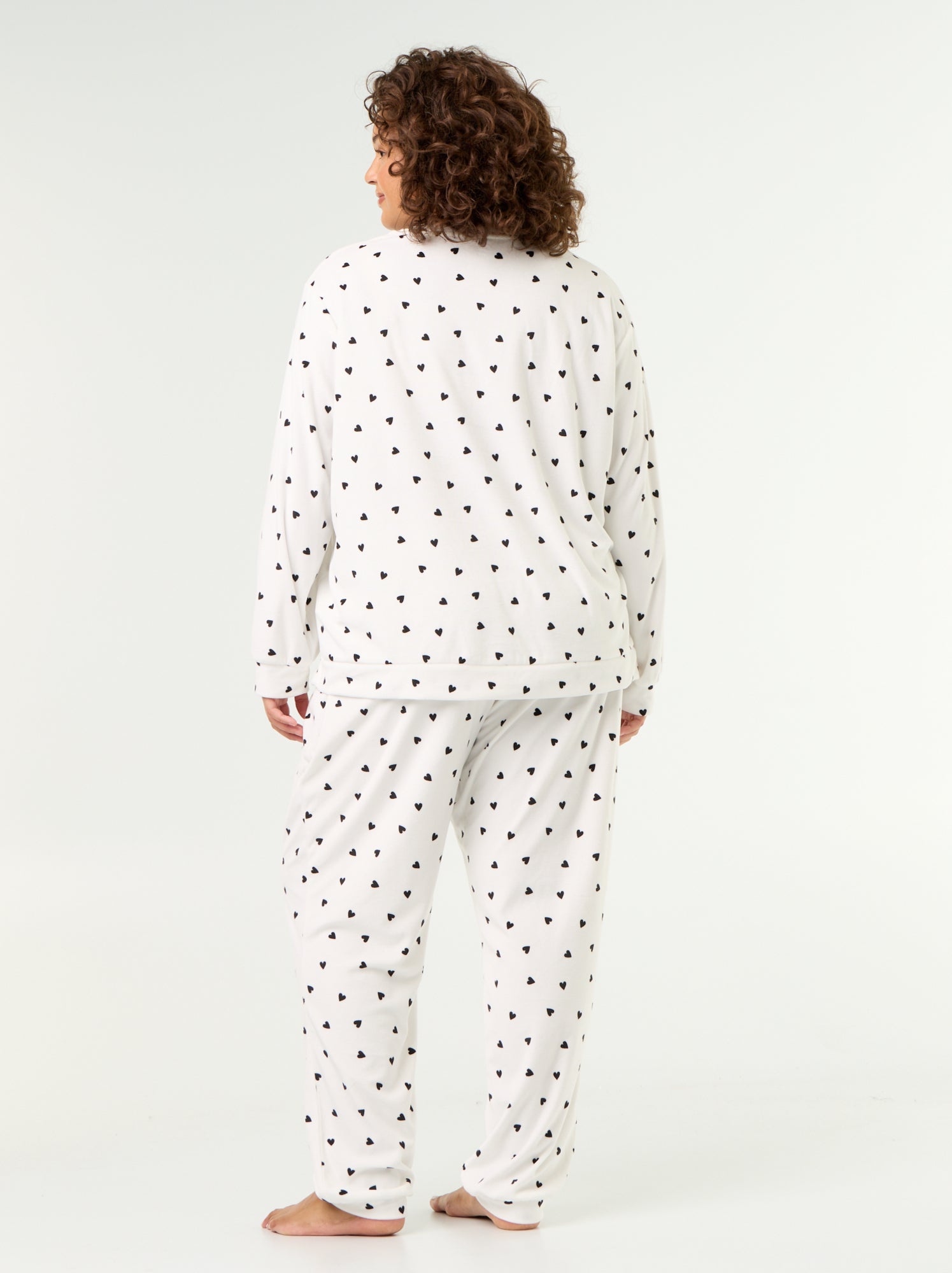 Ensemble pyjama long 2 pièces imprimé en polaire - Blanc