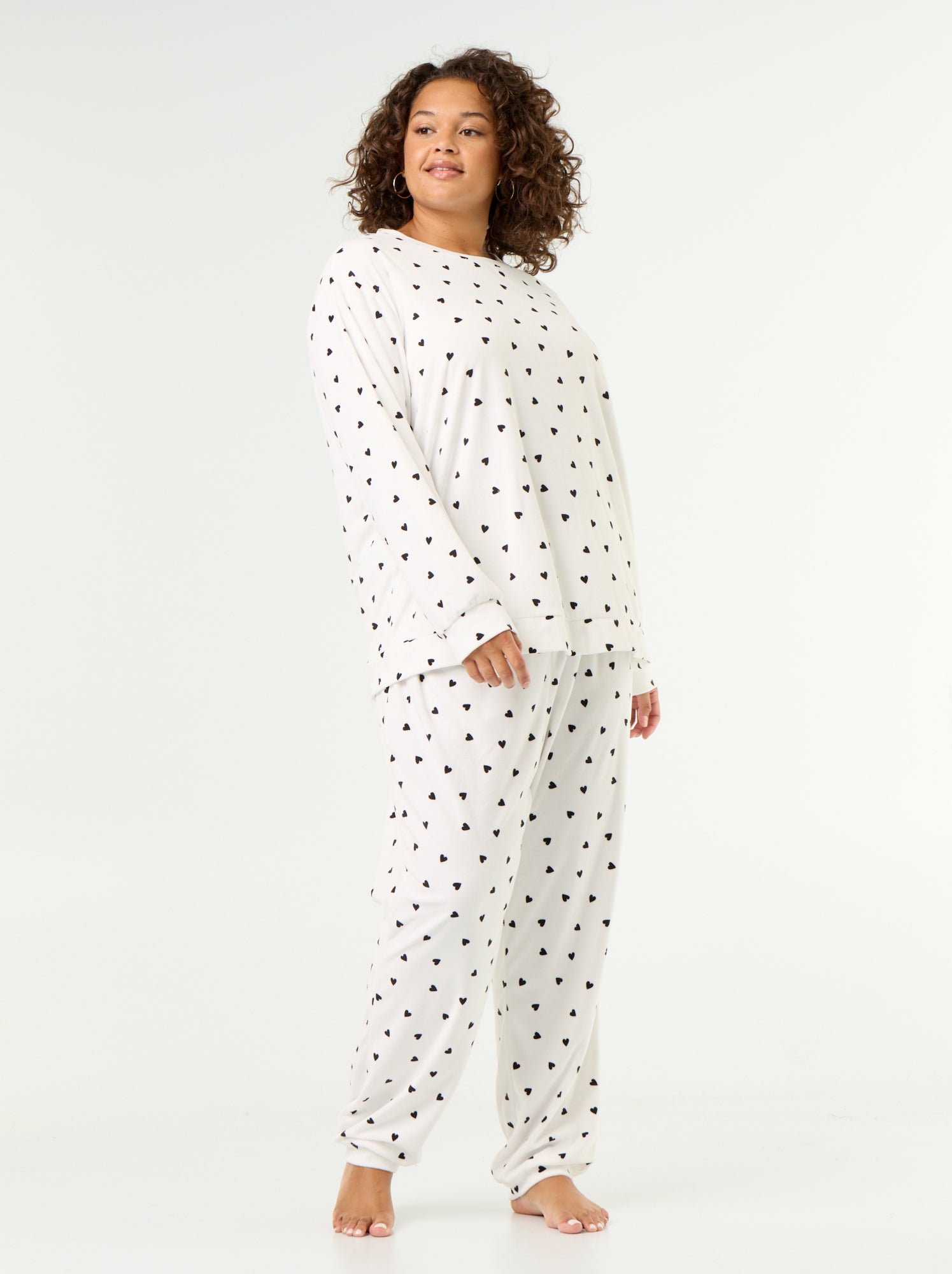 Ensemble pyjama long 2 pièces imprimé en polaire - Blanc