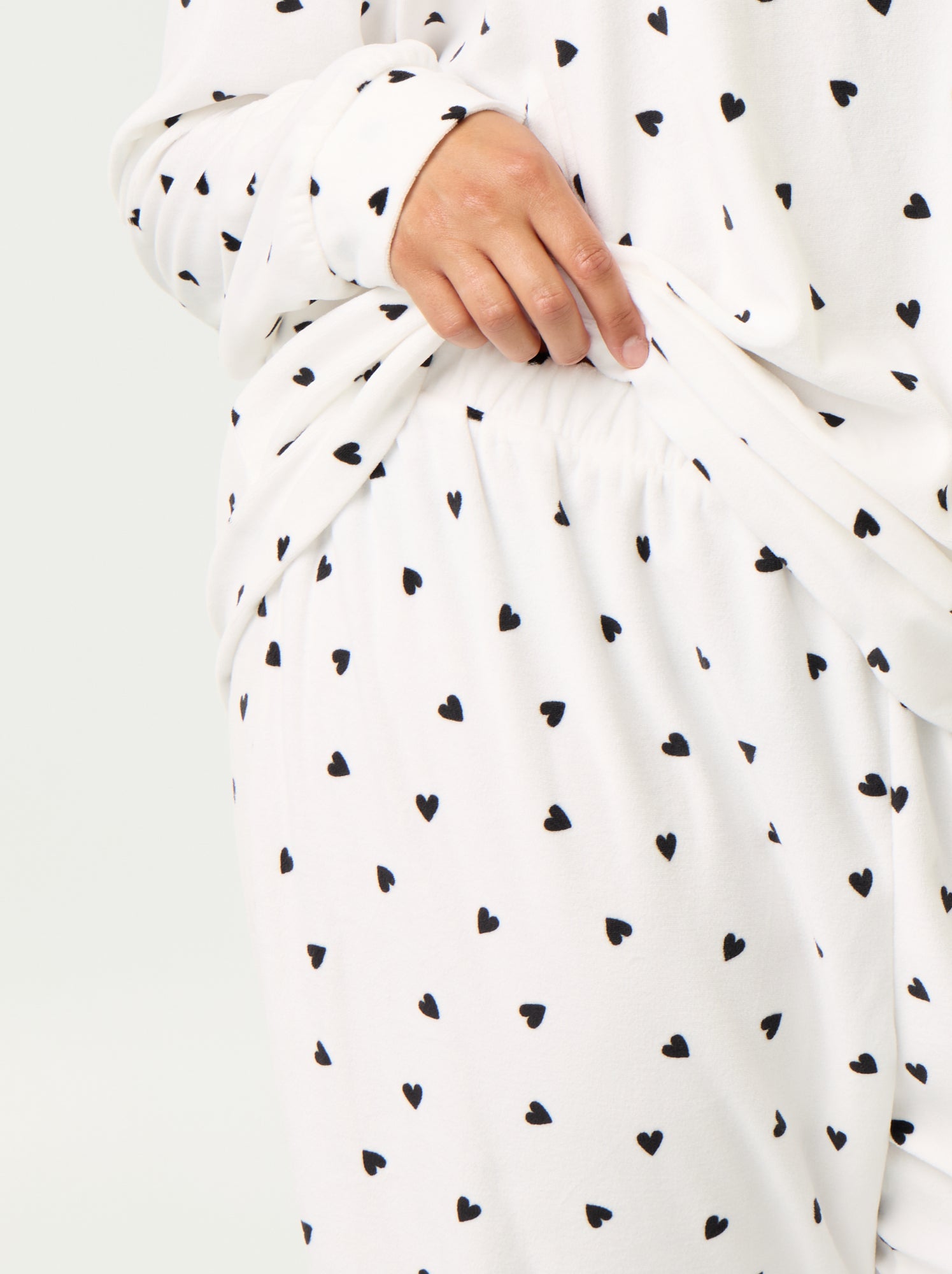 Ensemble pyjama long 2 pièces imprimé en polaire - Blanc