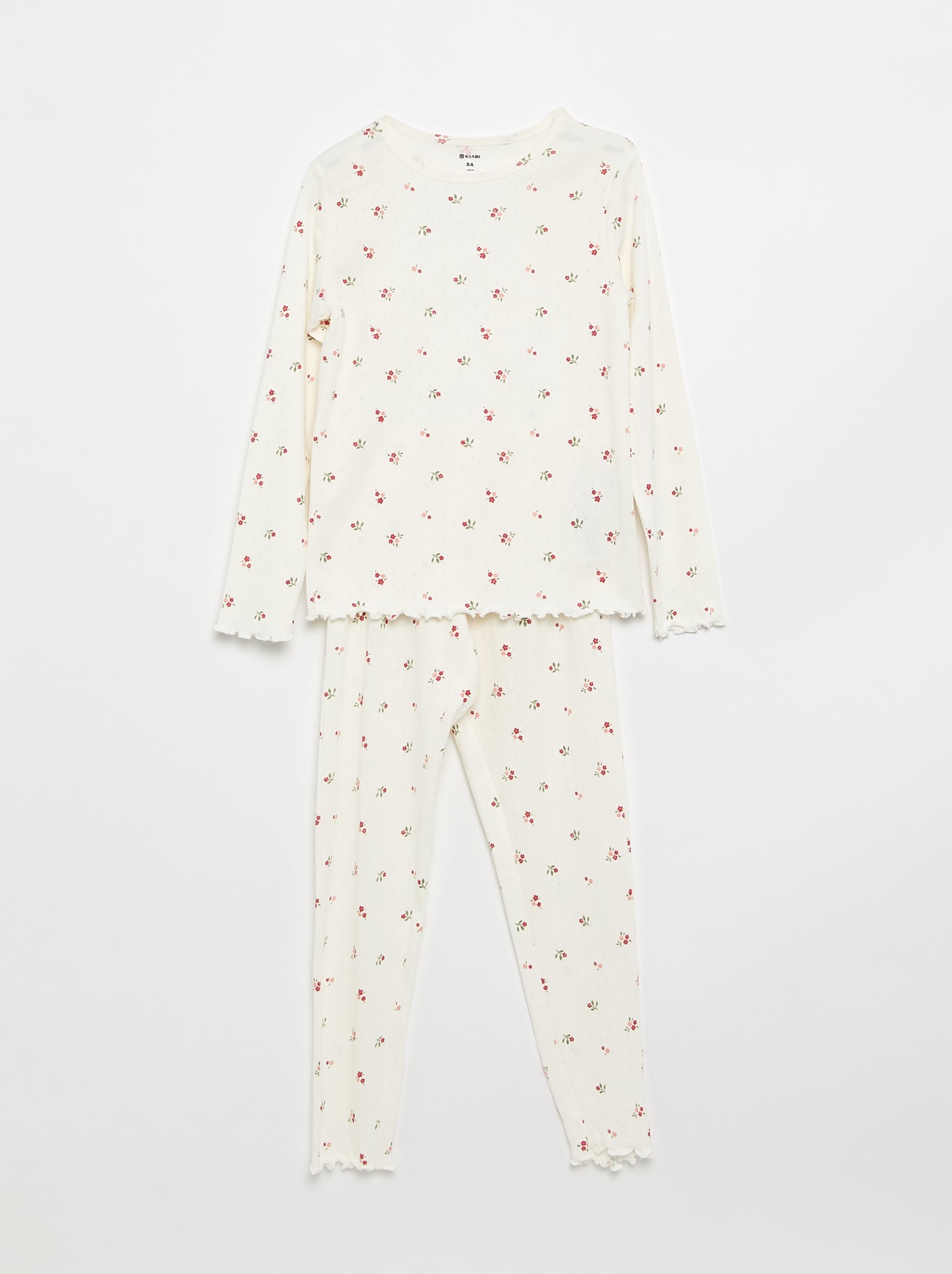 Ensemble pyjama long en maille pointelle - 2 pièces - Blanc