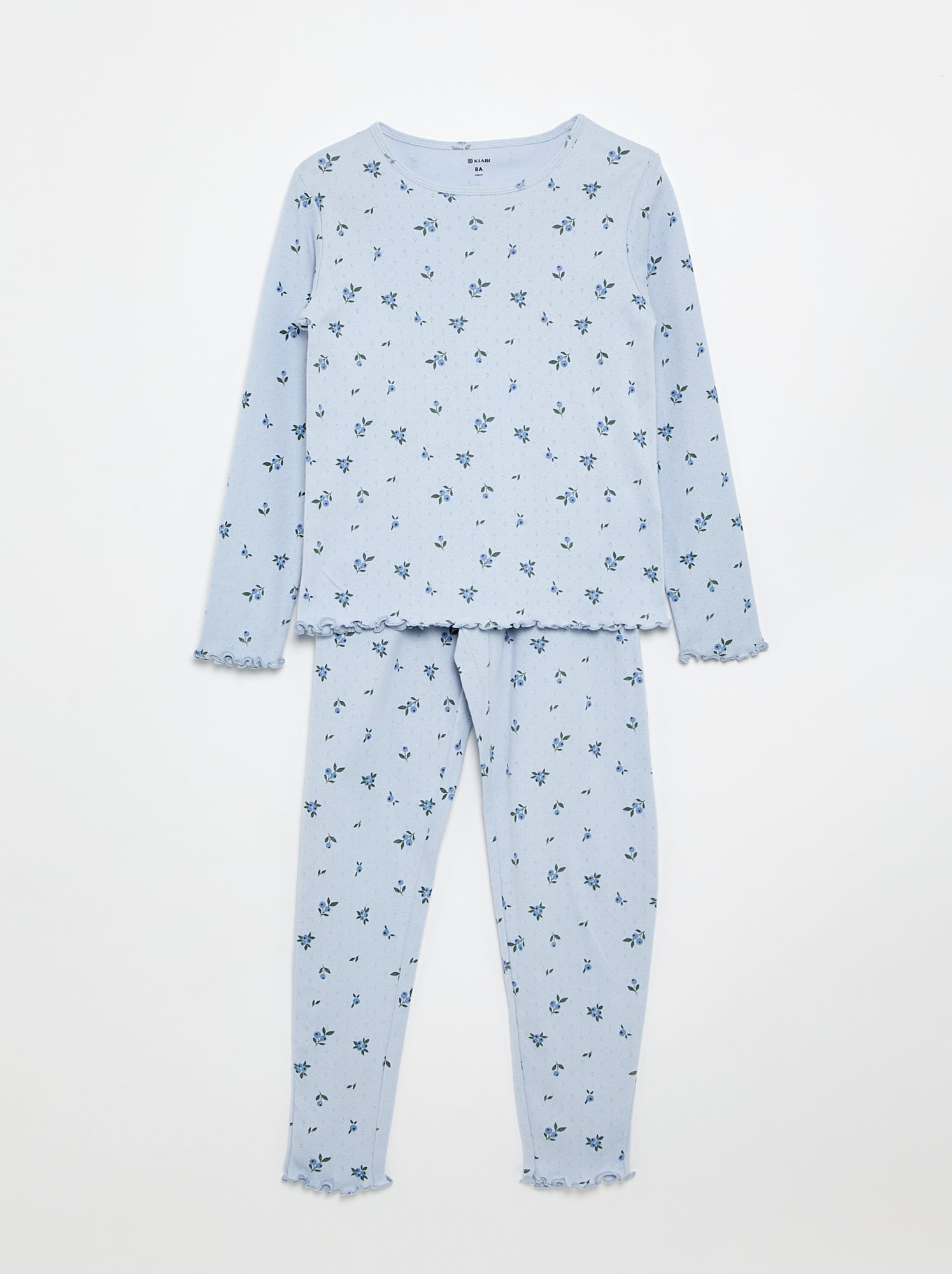 Ensemble pyjama long en maille pointelle - 2 pièces - Bleu