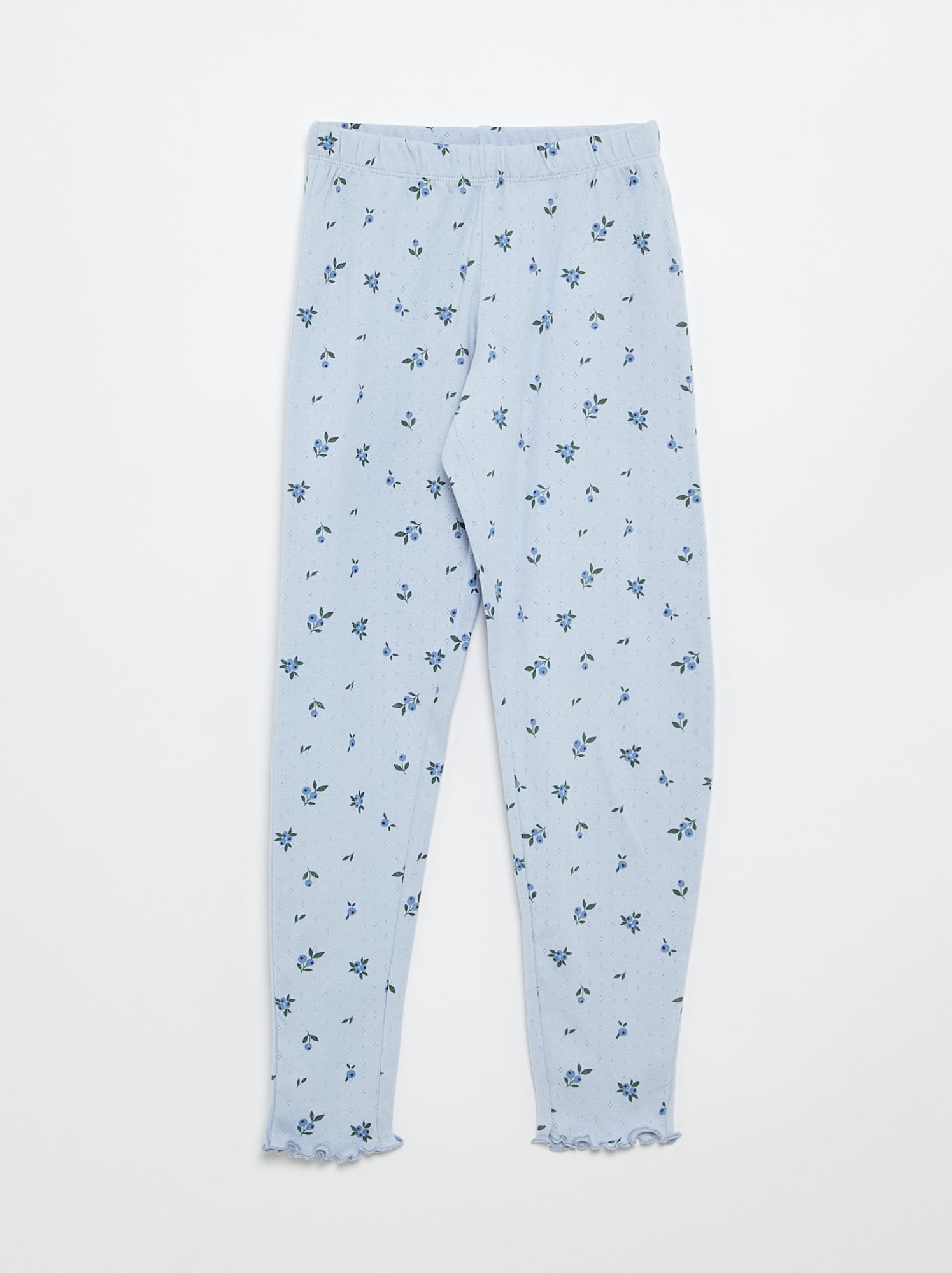 Ensemble pyjama long en maille pointelle - 2 pièces - Bleu