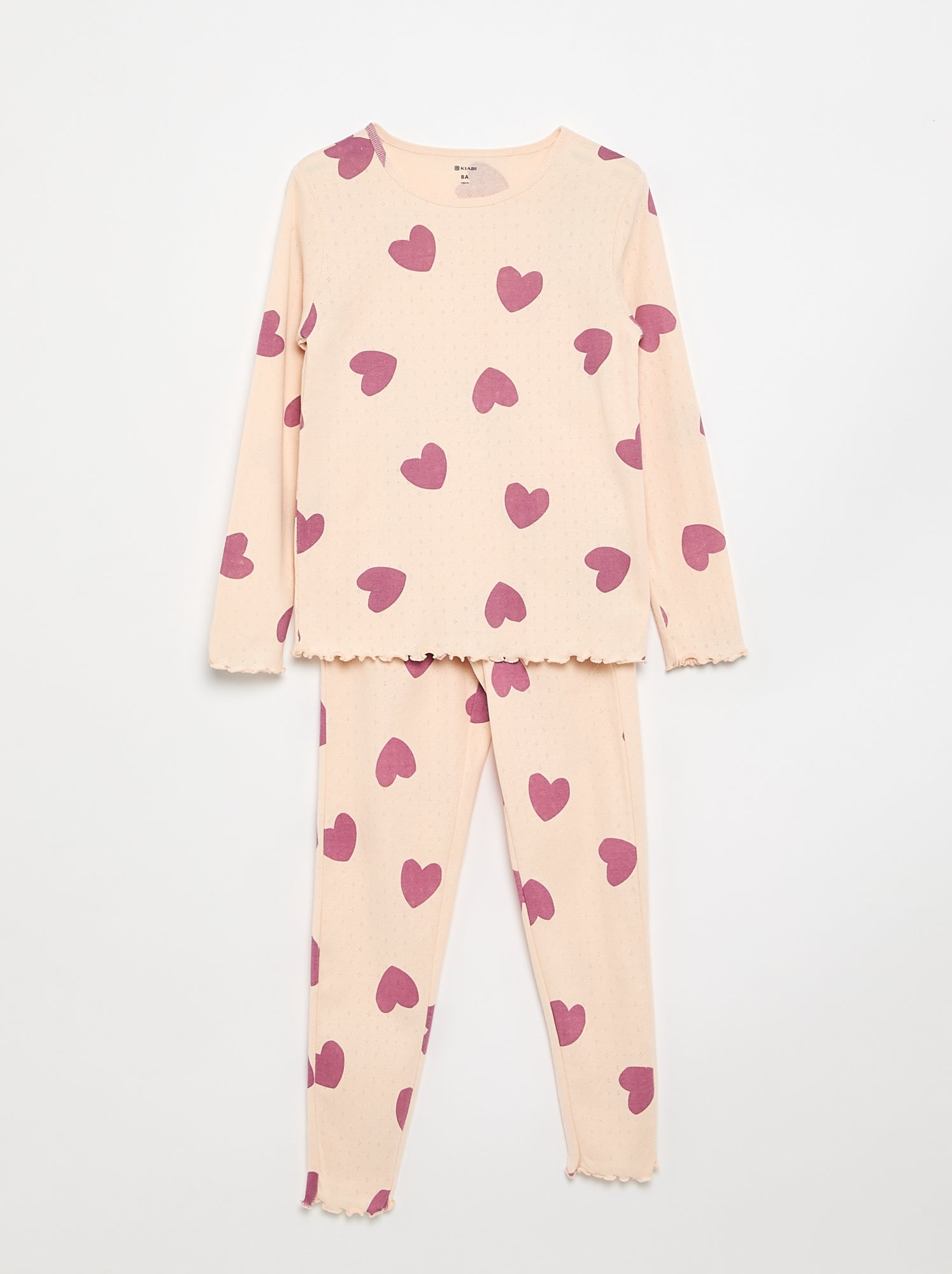 Ensemble pyjama long en maille pointelle - 2 pièces - Rose