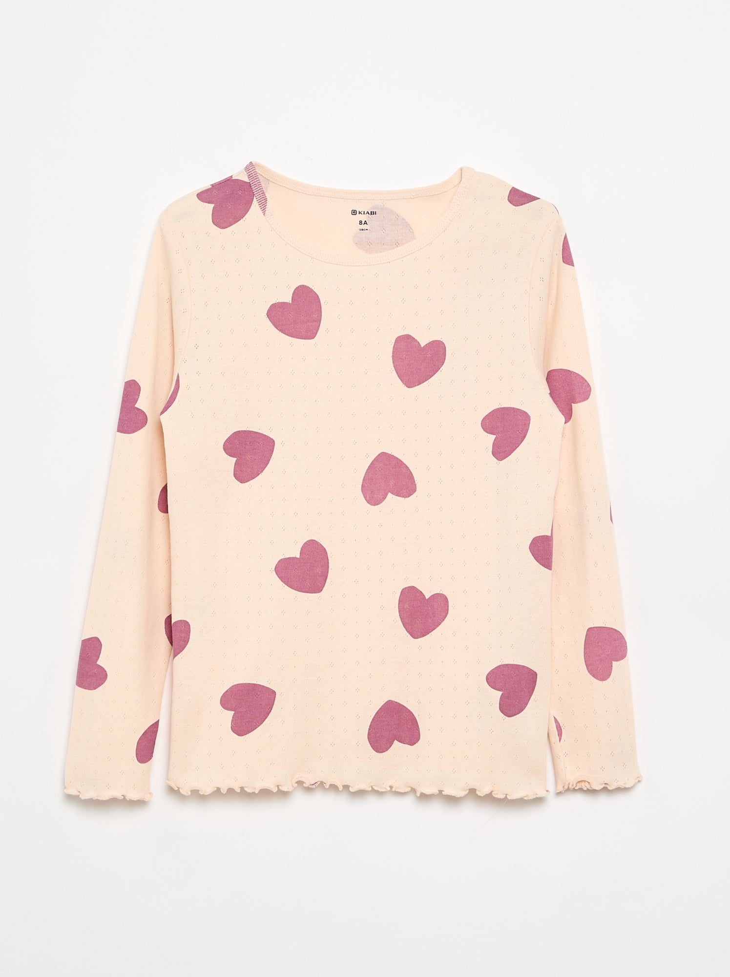 Ensemble pyjama long en maille pointelle - 2 pièces - Rose