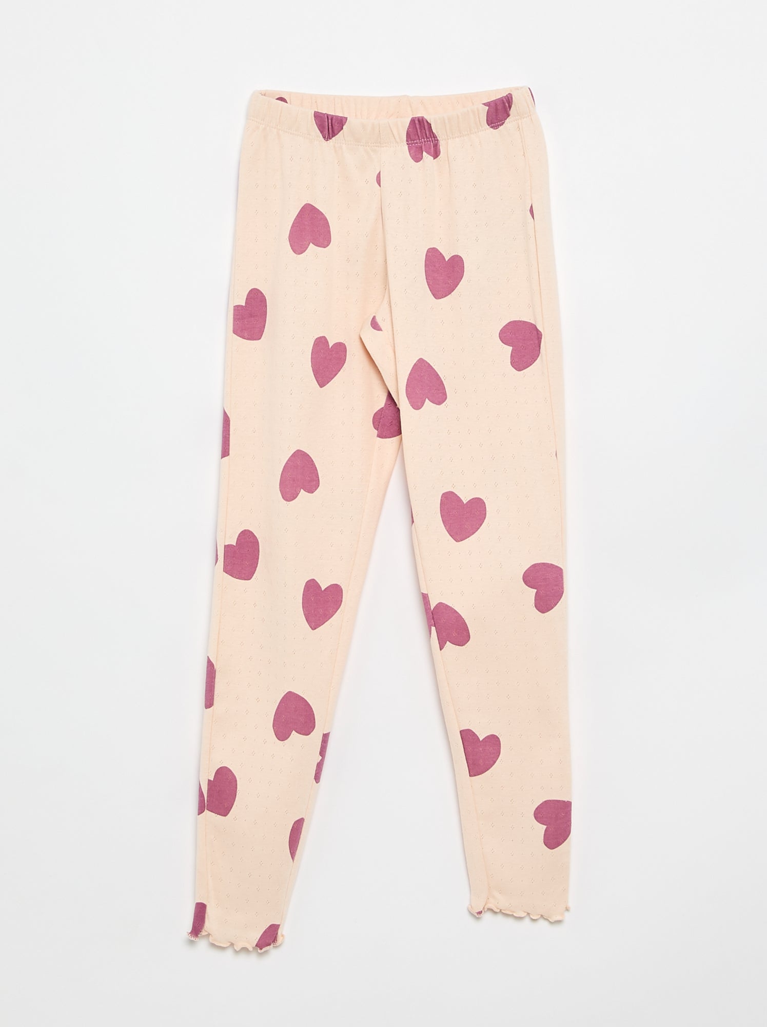 Ensemble pyjama long en maille pointelle - 2 pièces - Rose