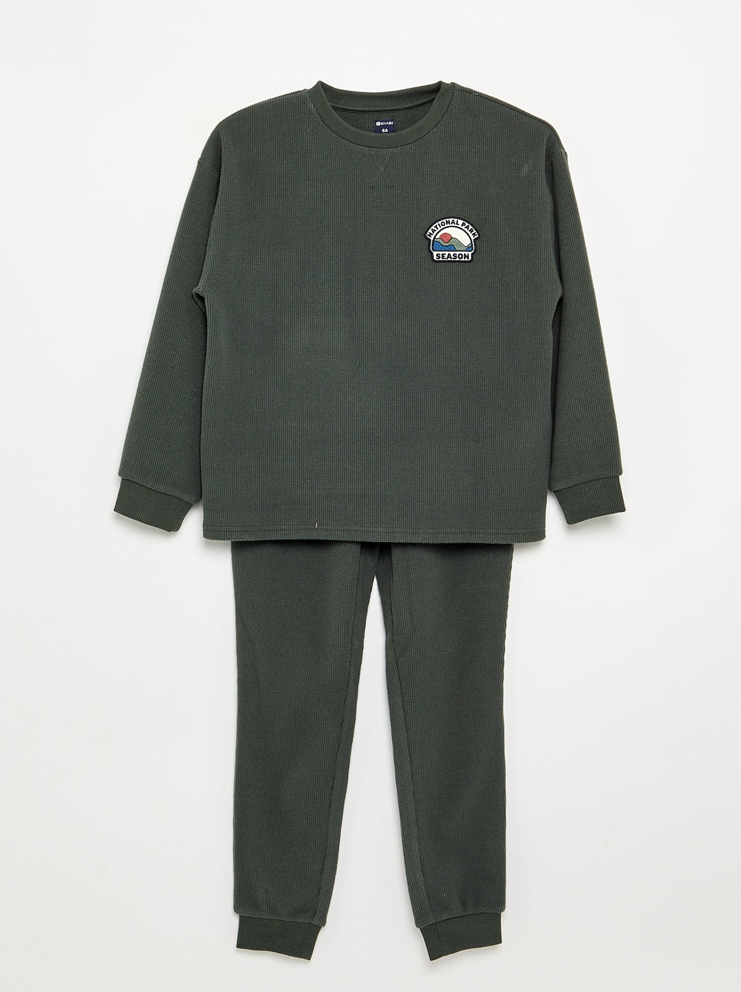 Ensemble pyjama long gaufré - 2 pièces - Vert
