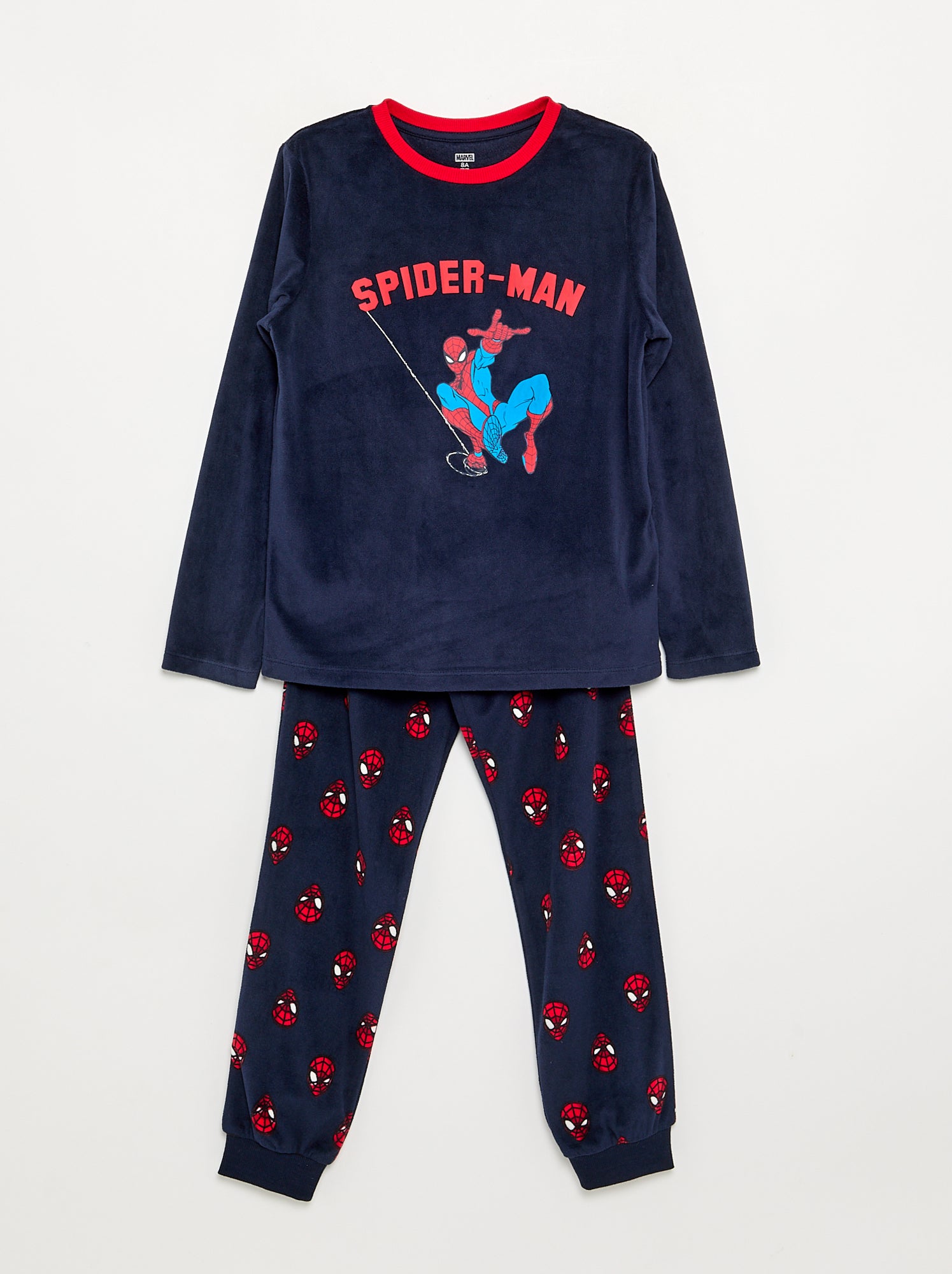 Ensemble pyjama long 'Spiderman' en polaire - 2 pièces - Bleu (GET14_1)