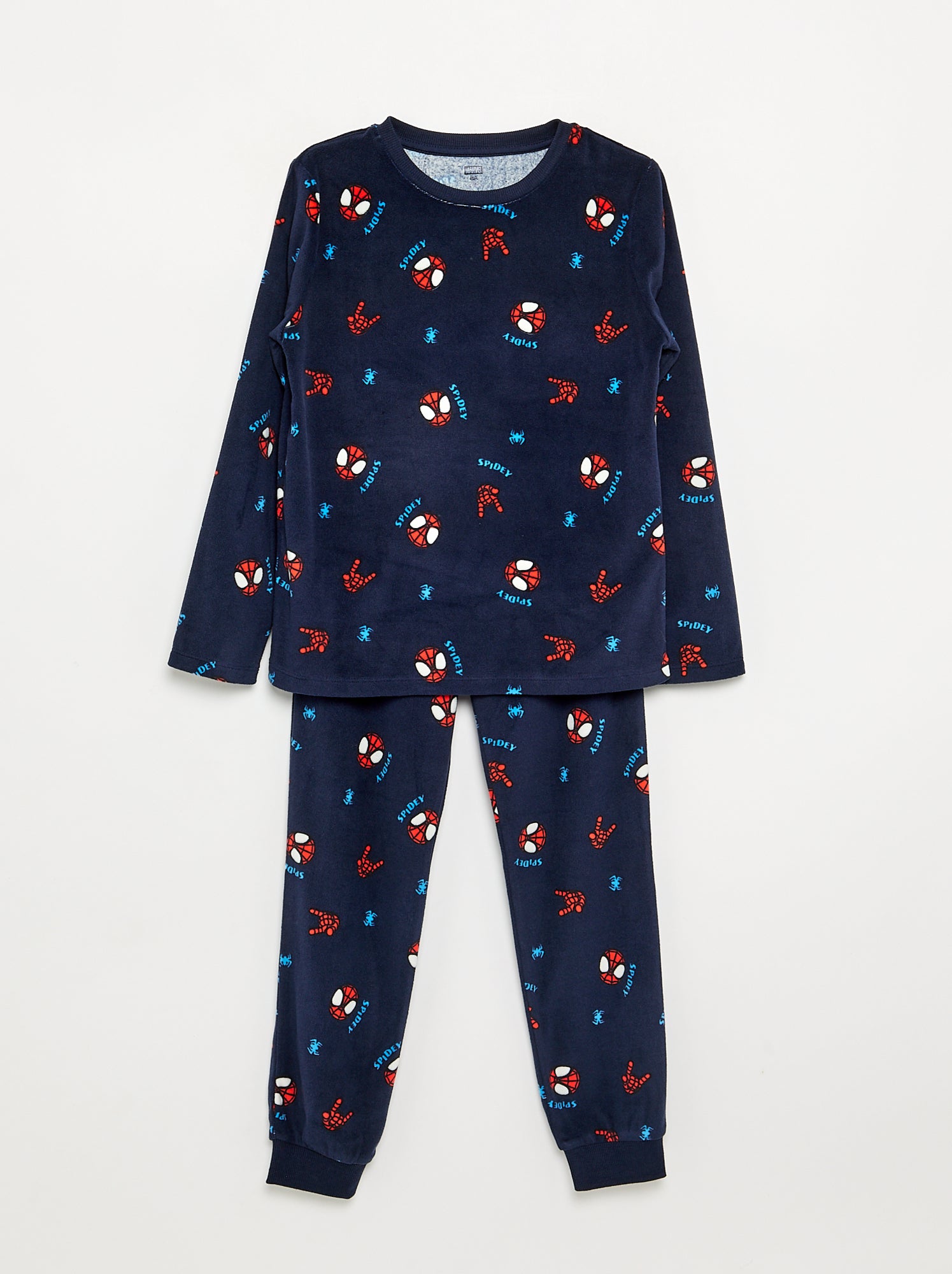Ensemble pyjama long 'Spiderman' en polaire - 2 pièces - Bleu (GET14_2)
