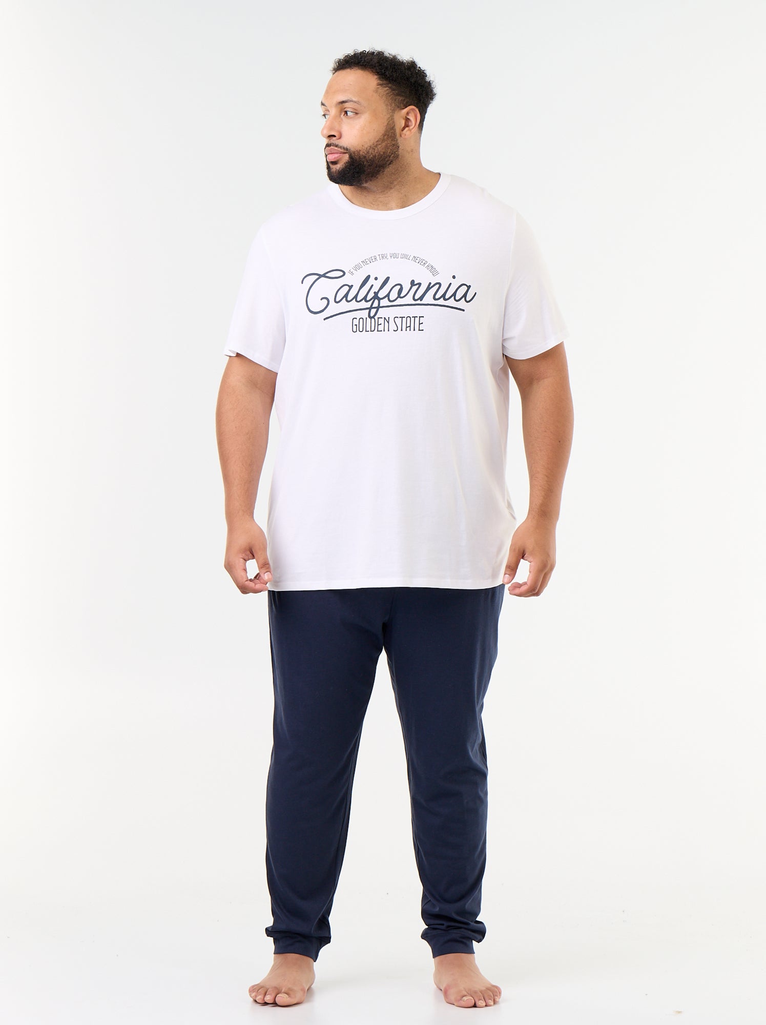 Ensemble pyjama long t-shirt + pantalon - 2 pièces - Blanc