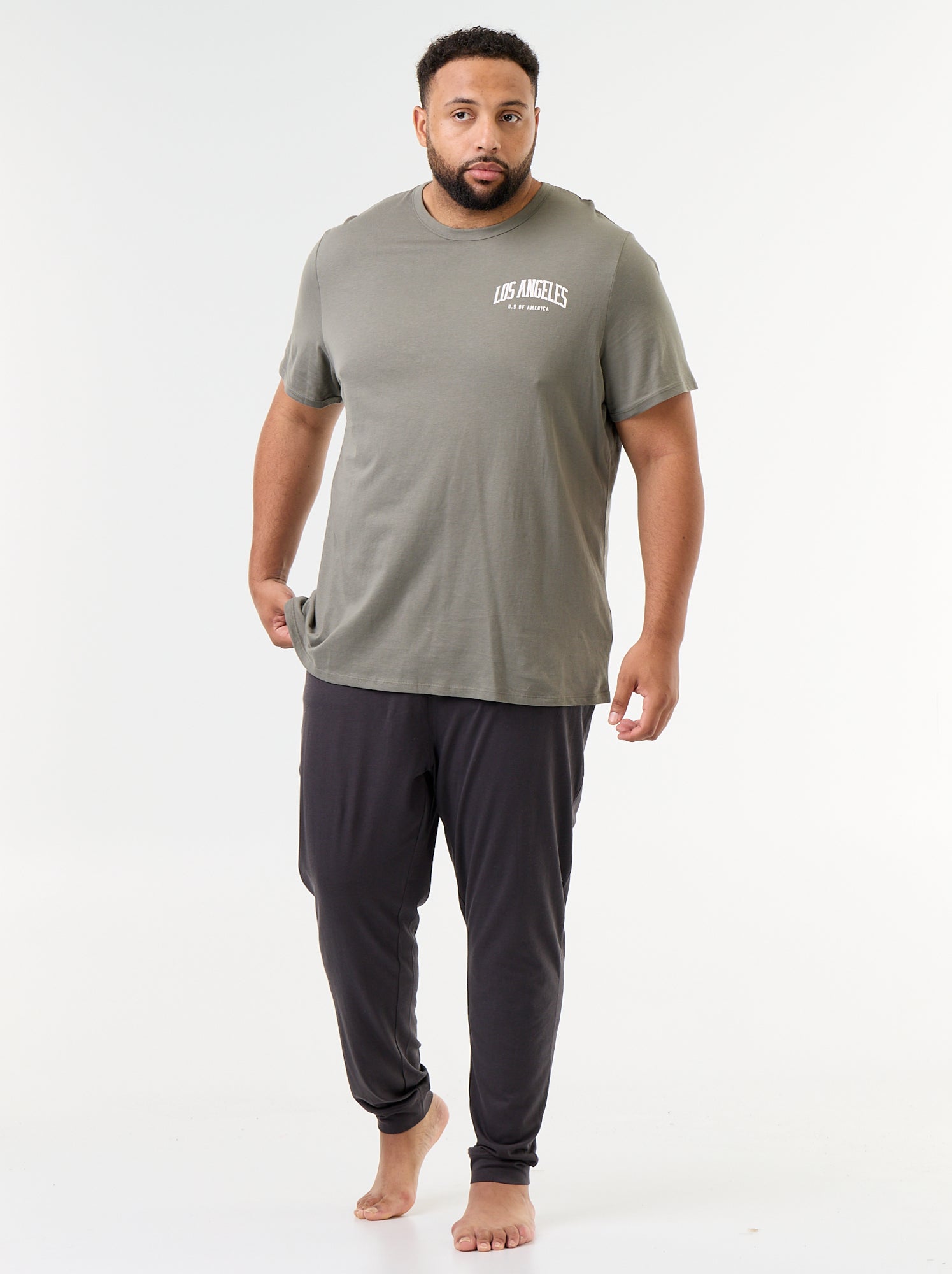 Ensemble pyjama long t-shirt + pantalon - 2 pièces - Gris