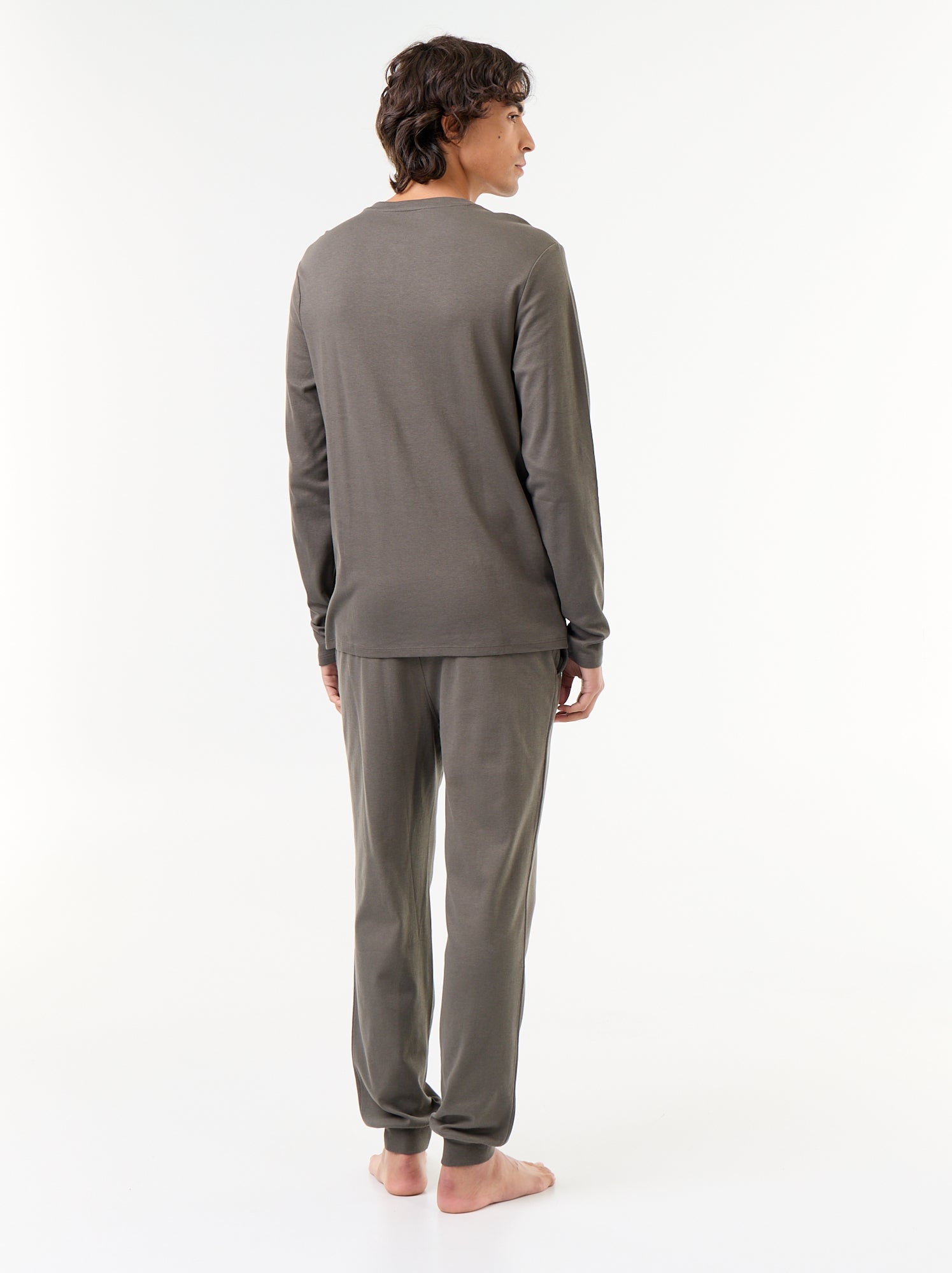 Ensemble pyjama long t-shirt + pantalon - 2 pièces - Kaki