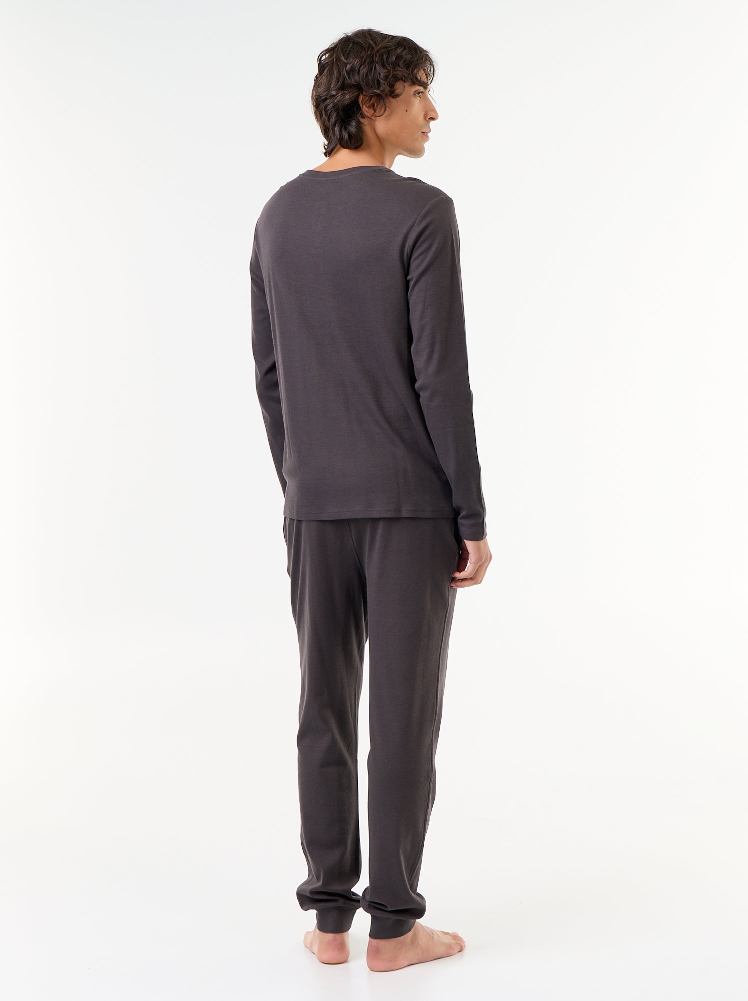 Ensemble pyjama long t-shirt + pantalon - 2 pièces - Noir