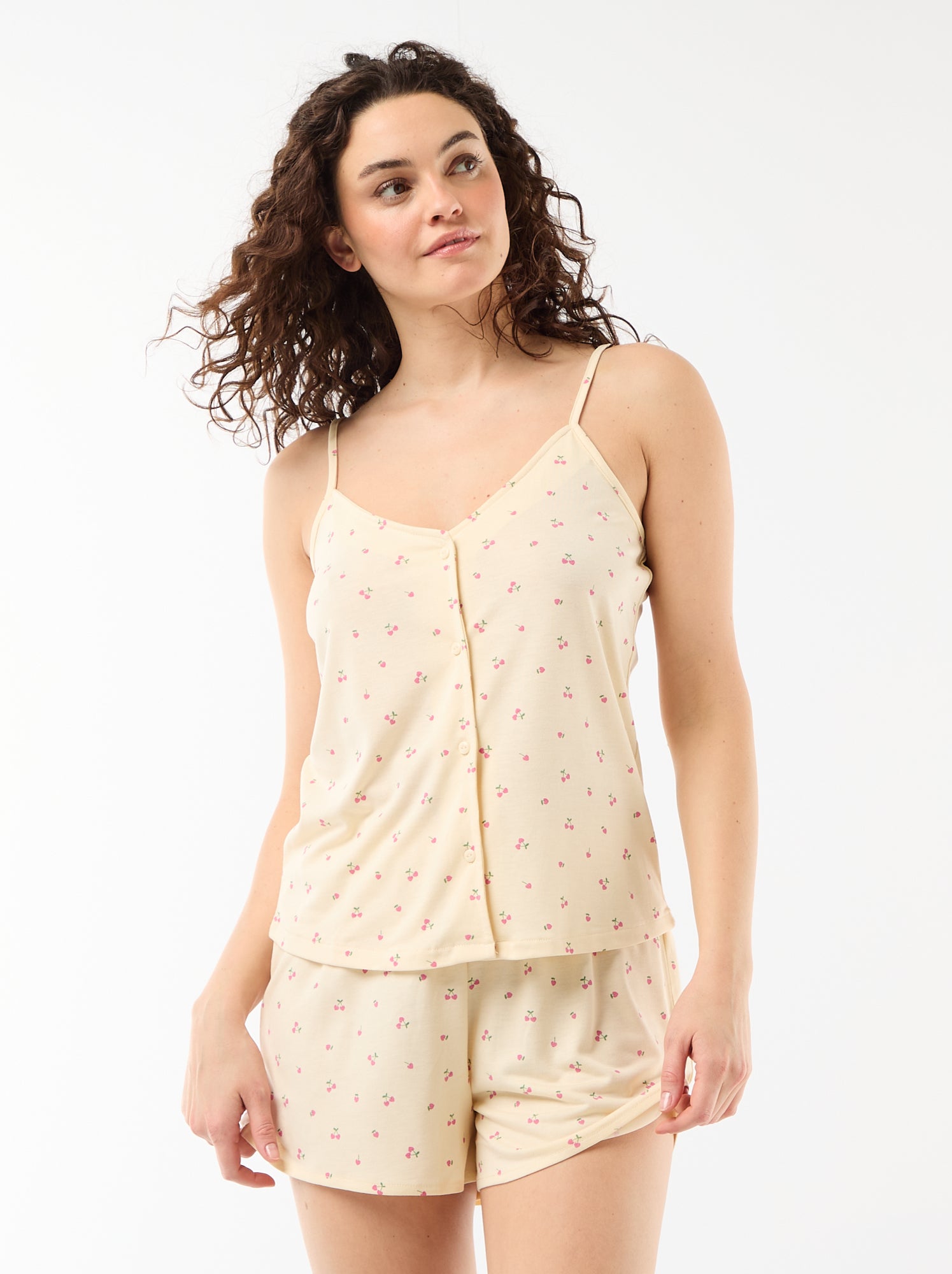 Ensemble pyjama short imprimé - 2 pièces - Jaune