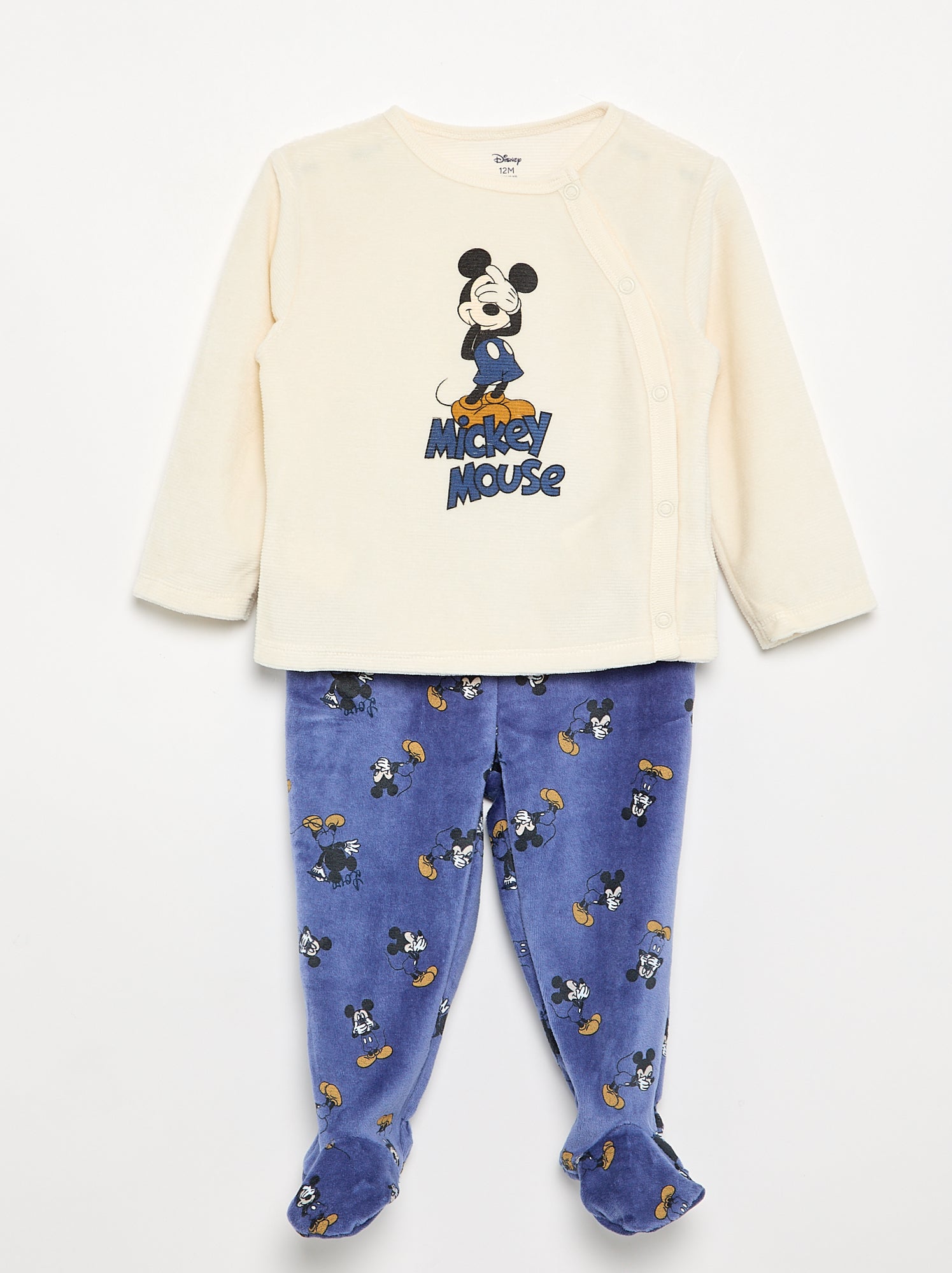Ensemble pyjama velours 'Mickey Mouse' - 2 pièces - Bleu