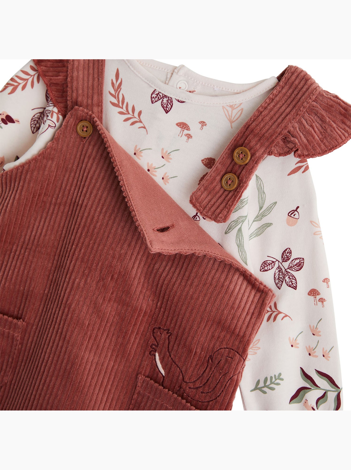 Ensemble robe bébé en velours côtelé, t-shirt et collant evie - Rose