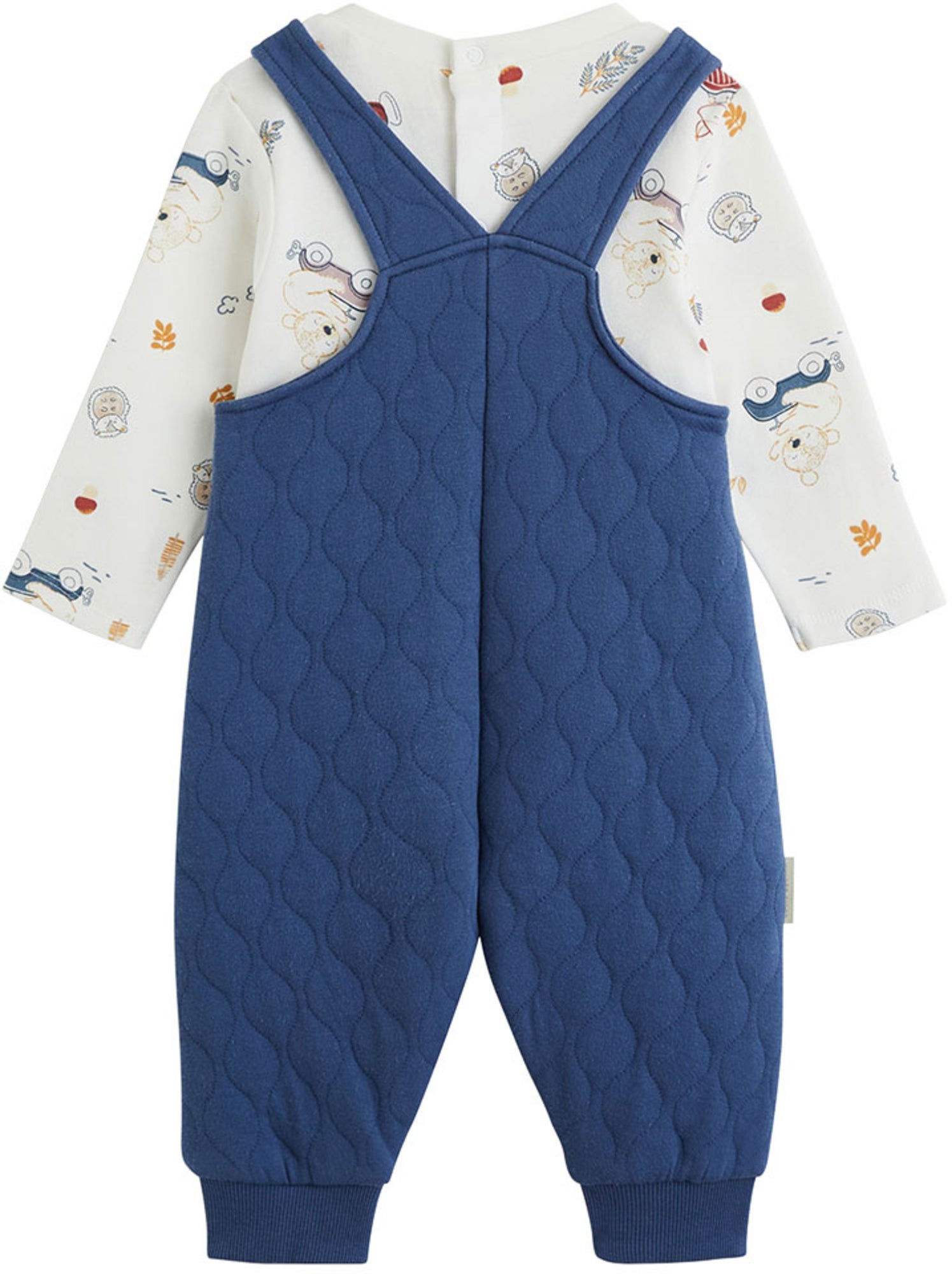 Ensemble salopette bébé en coton matelassé et t-shirt emile - Bleu