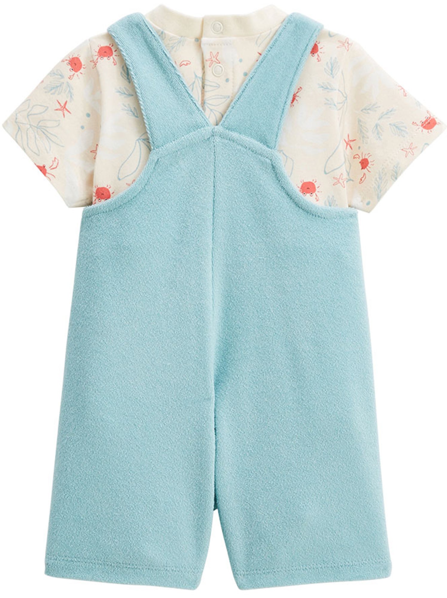 Ensemble salopette bébé en éponge et t-shirt cayo coco - Bleu