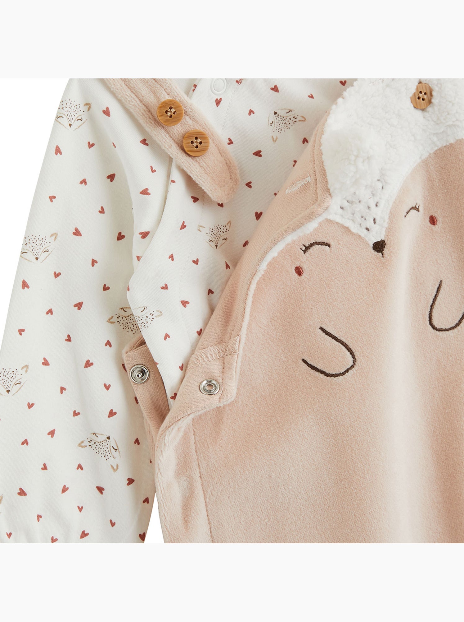Ensemble salopette bébé en molleton et t-shirt doucette - Rose