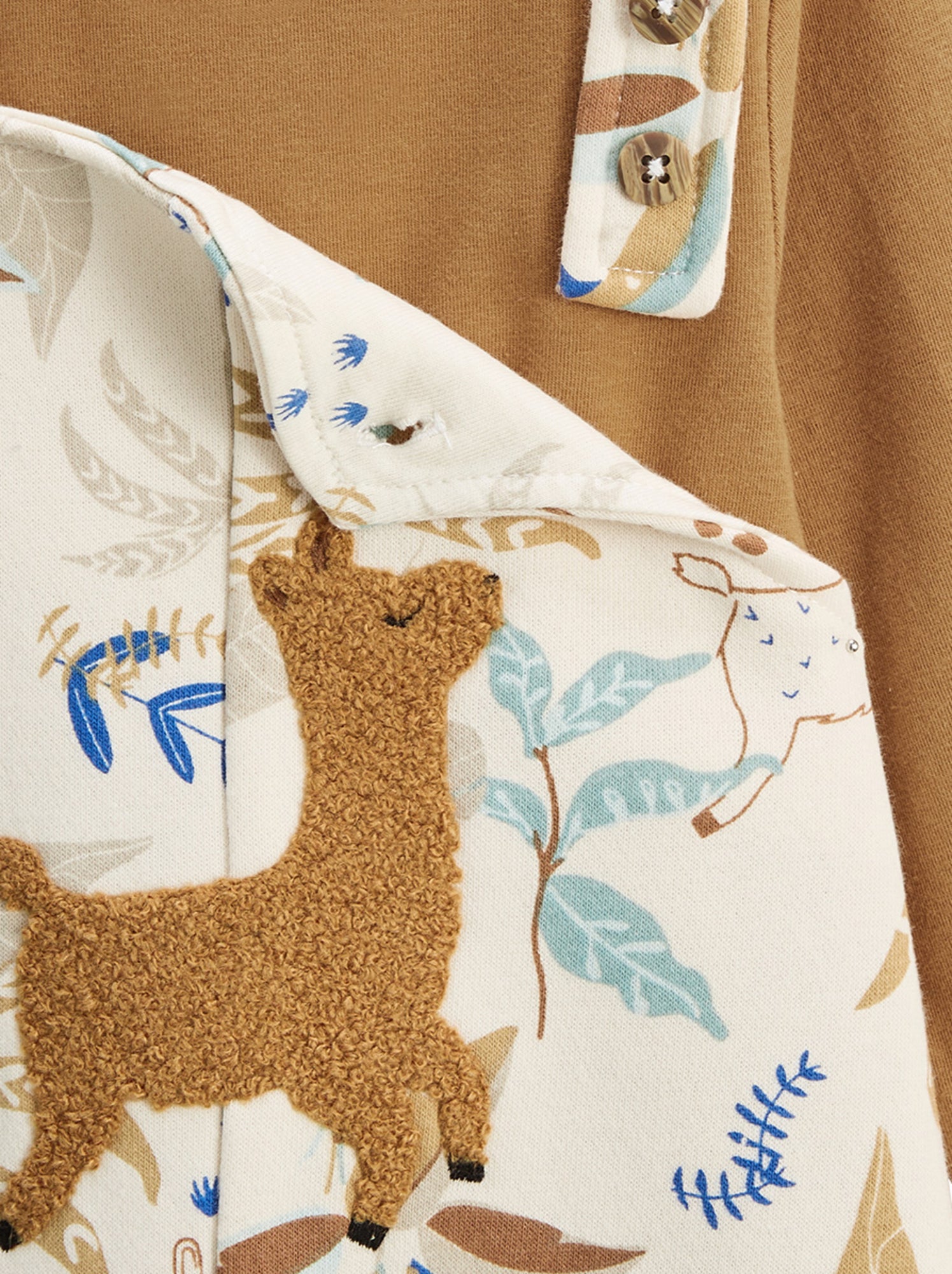 Ensemble salopette bébé en molleton et t-shirt lamascotte - Ecru