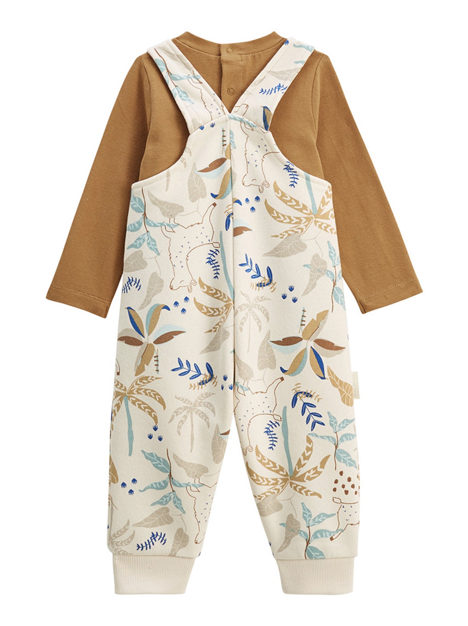Ensemble salopette bébé en molleton et t-shirt lamascotte - Ecru