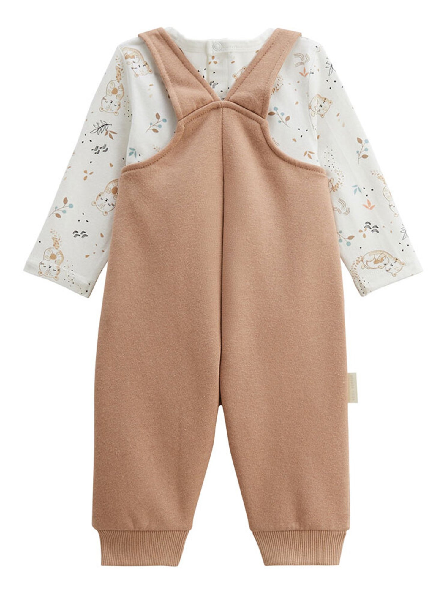 Ensemble salopette bébé en molleton et t-shirt mini loutre - Marron