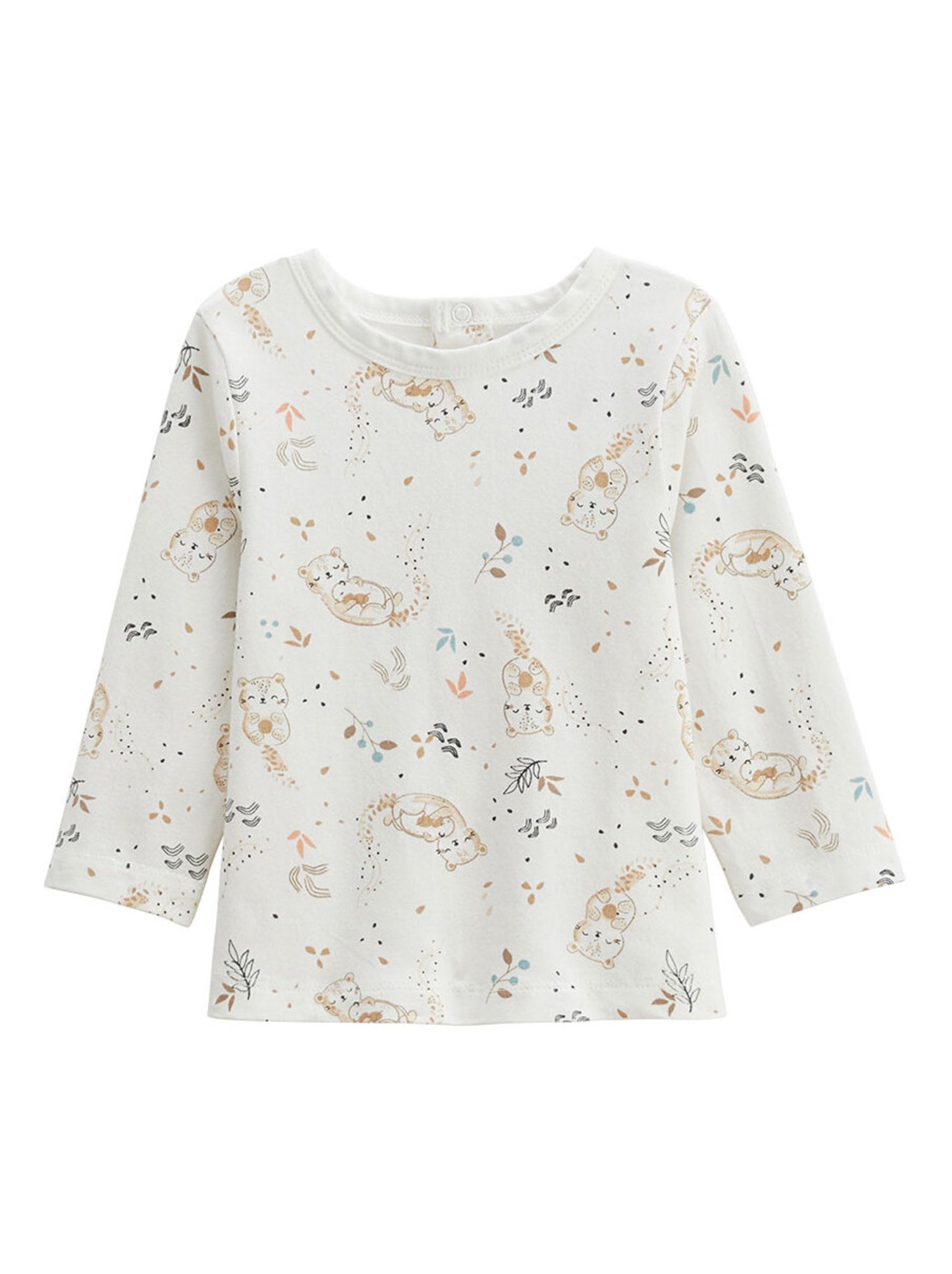 Ensemble salopette bébé en molleton et t-shirt mini loutre - Marron