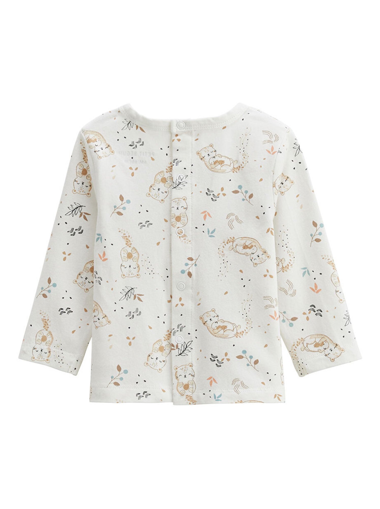 Ensemble salopette bébé en molleton et t-shirt mini loutre - Marron