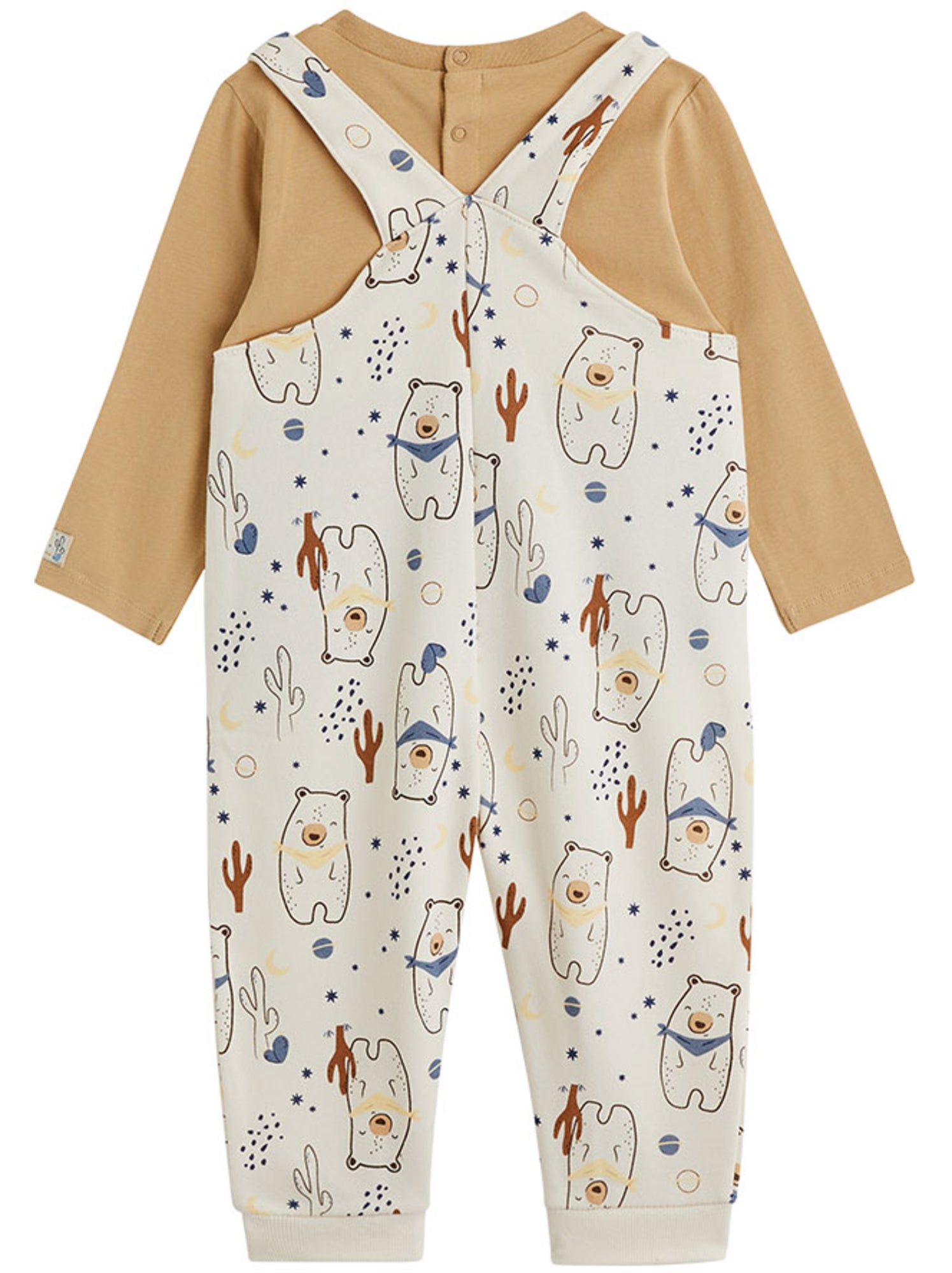 Ensemble salopette bébé en molleton et t-shirt moka - Ecru