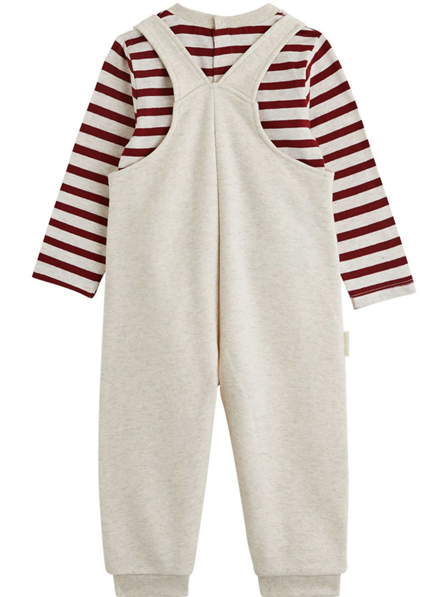 Ensemble salopette bébé en molleton et t-shirt pistache - Beige