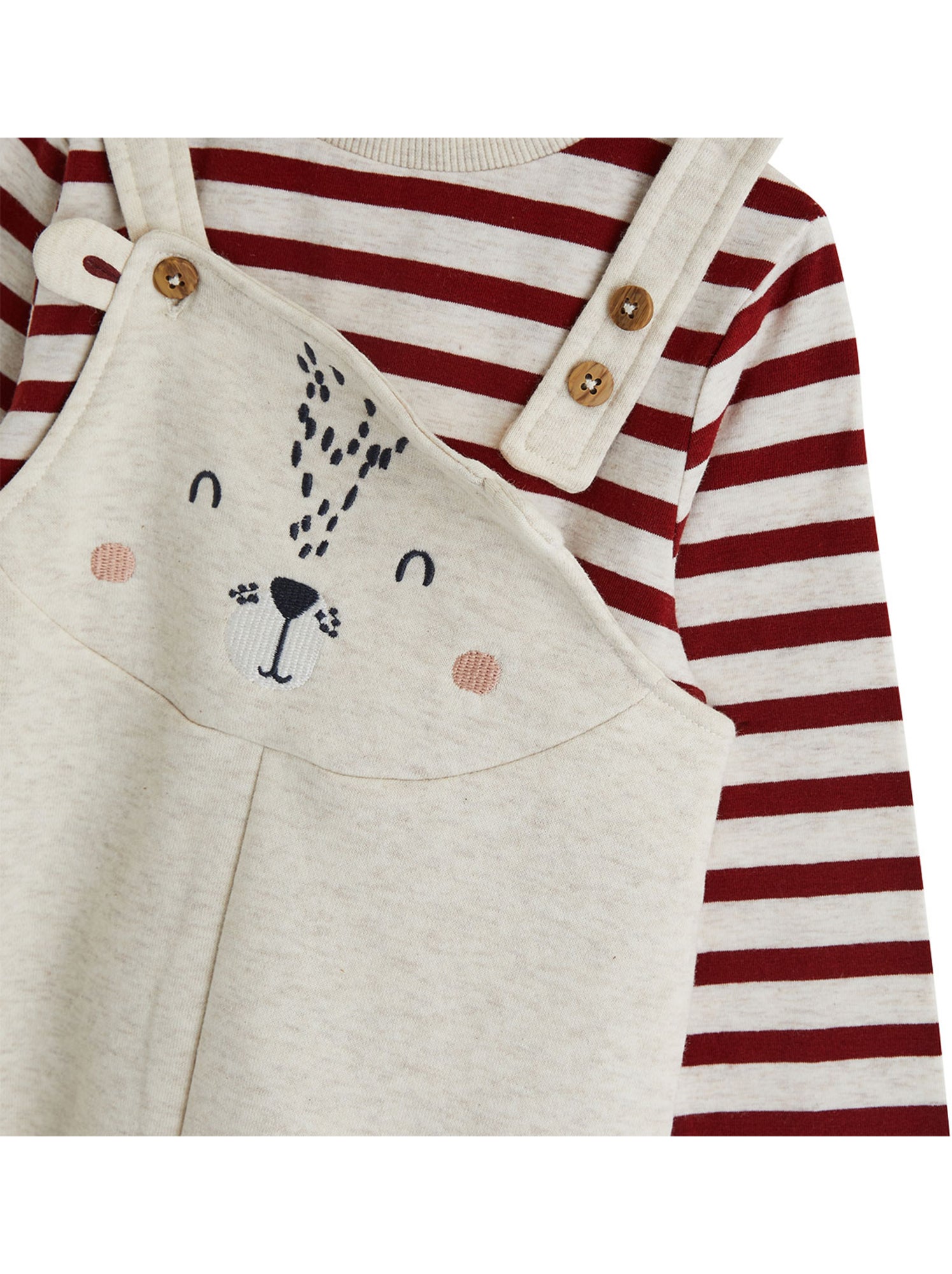 Ensemble salopette bébé en molleton et t-shirt pistache - Beige