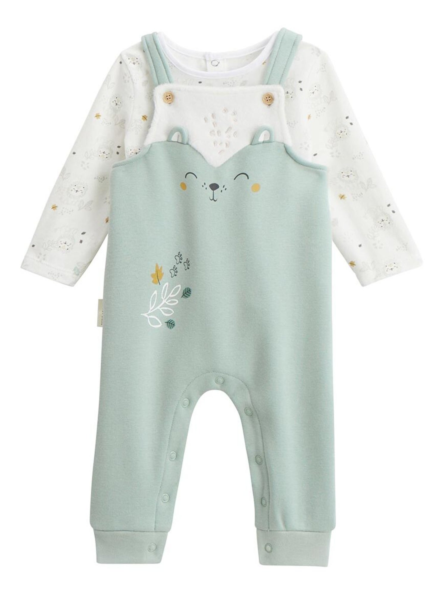 Ensemble salopette bébé en molleton ultra chaud et t-shirt kenya - Vert