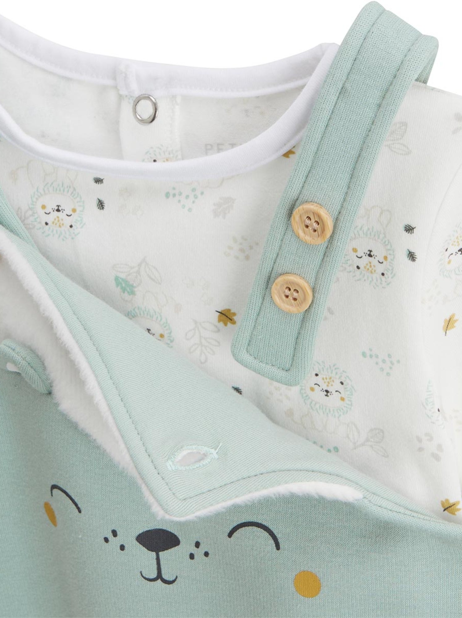 Ensemble salopette bébé en molleton ultra chaud et t-shirt kenya - Vert