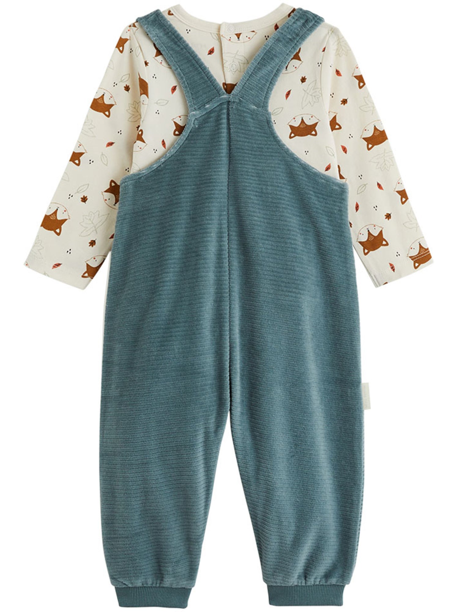 Ensemble salopette bébé en velours côtelé et t-shirt ginkgo - Vert