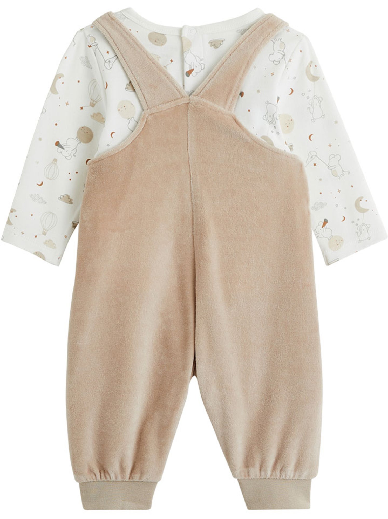 Ensemble salopette bébé en velours et t-shirt eliah - Marron