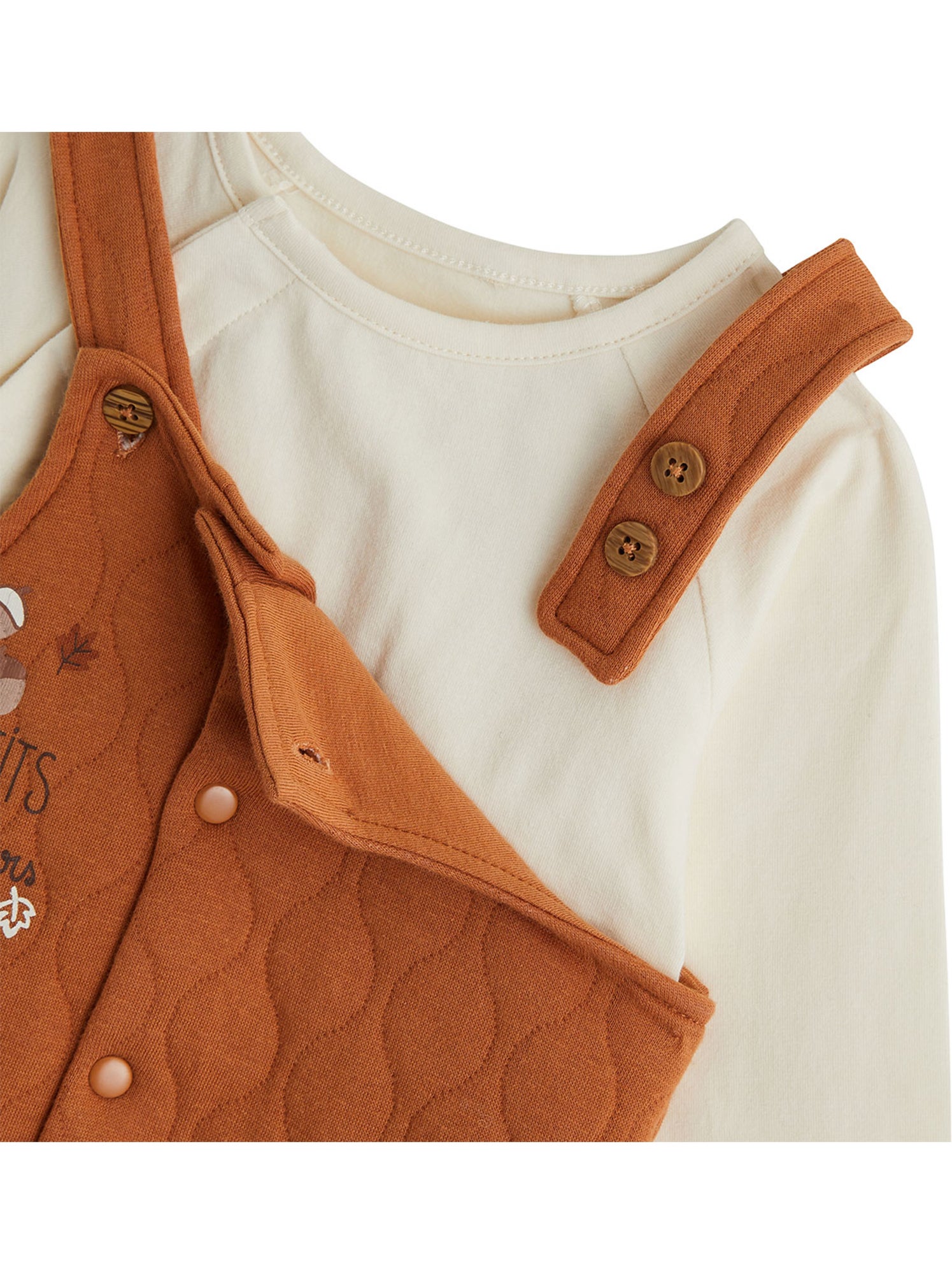 Ensemble salopette bébé matelassé et t-shirt caramel - Marron