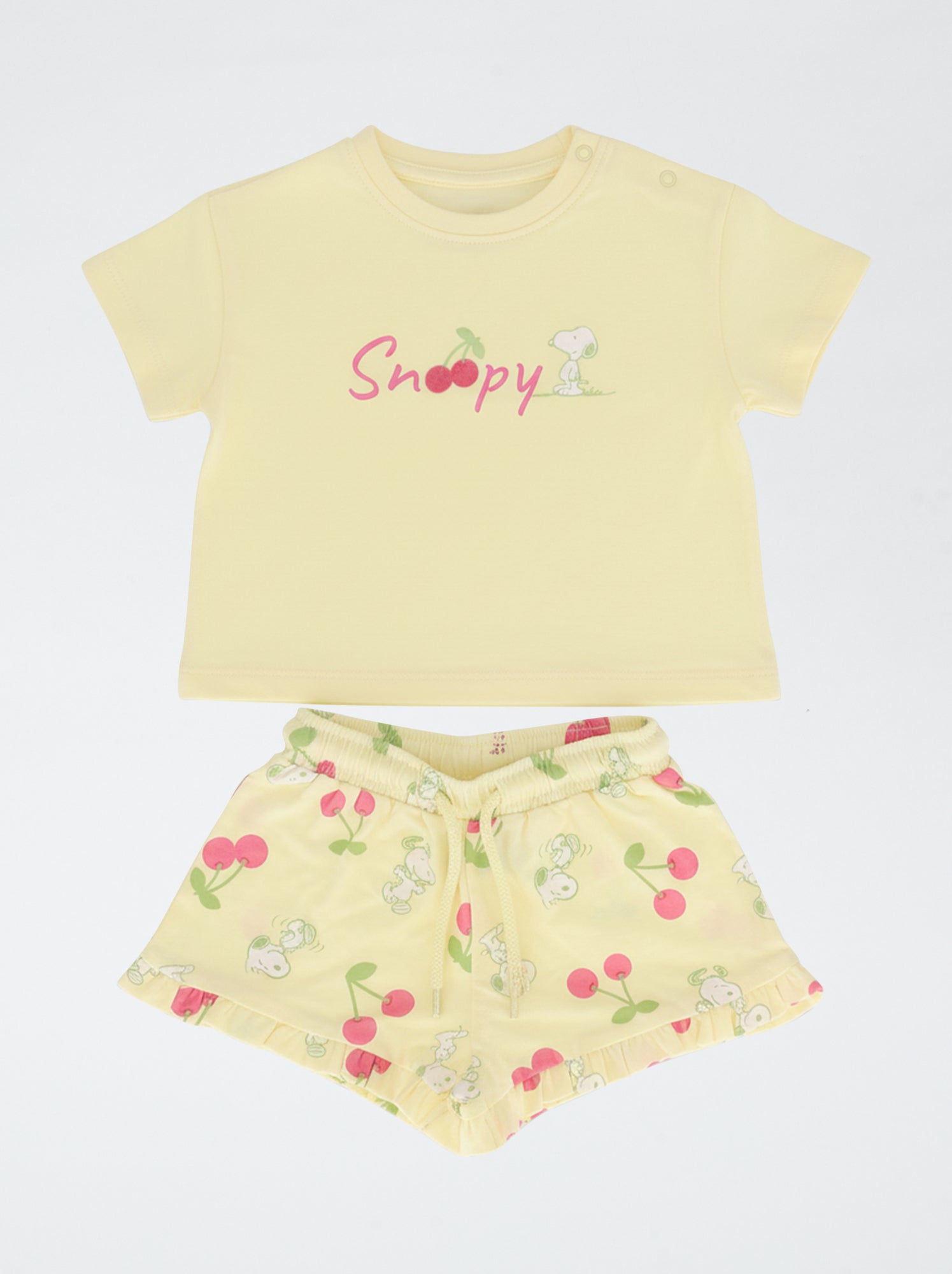Ensemble short + T-shirt 'Snoopy' - Jaune