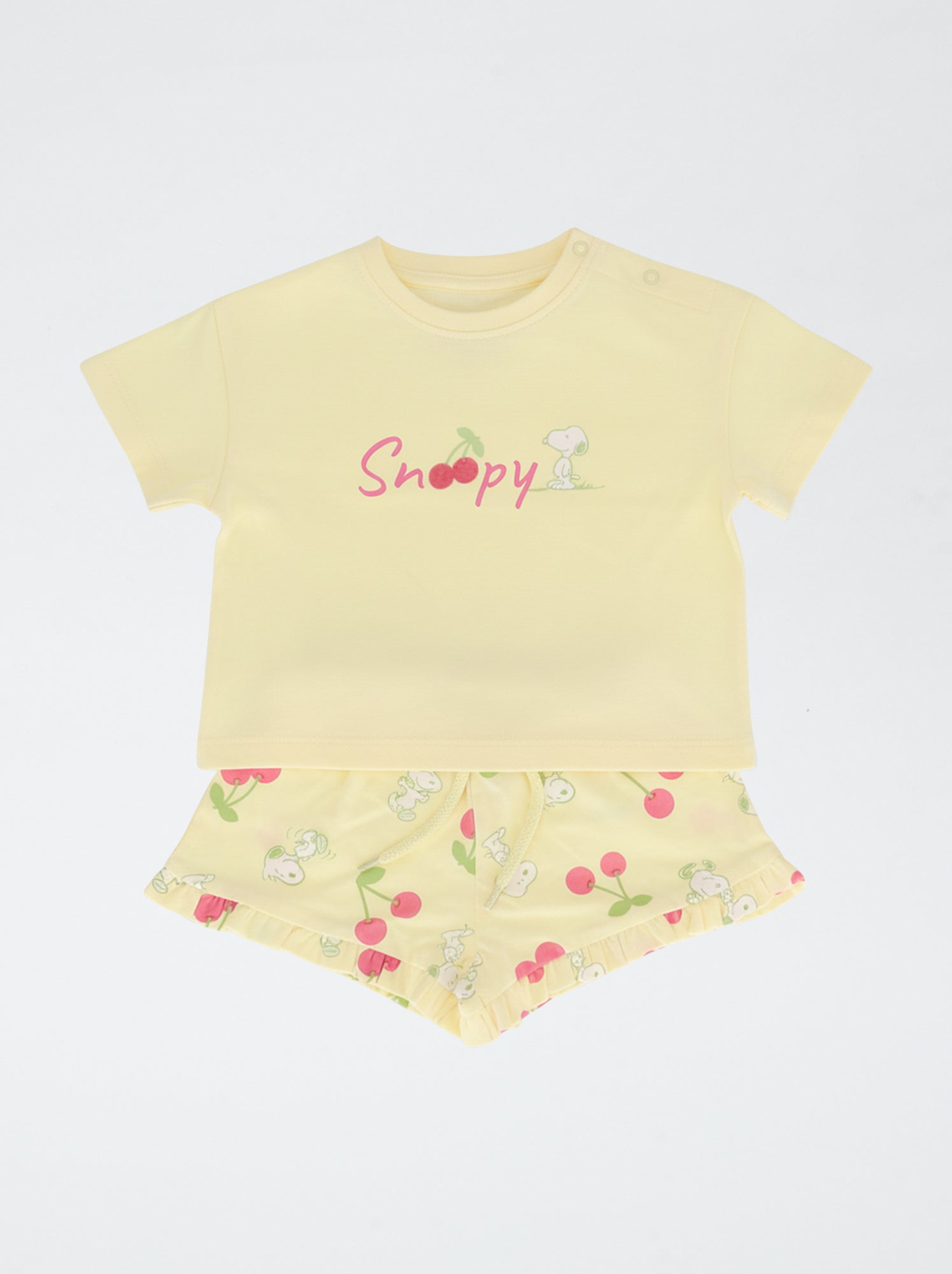 Ensemble short + T-shirt 'Snoopy' - Jaune