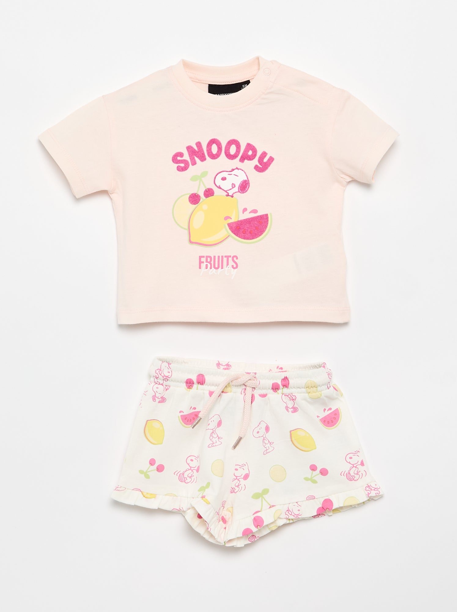 Ensemble short + T-shirt 'Snoopy' - Rose