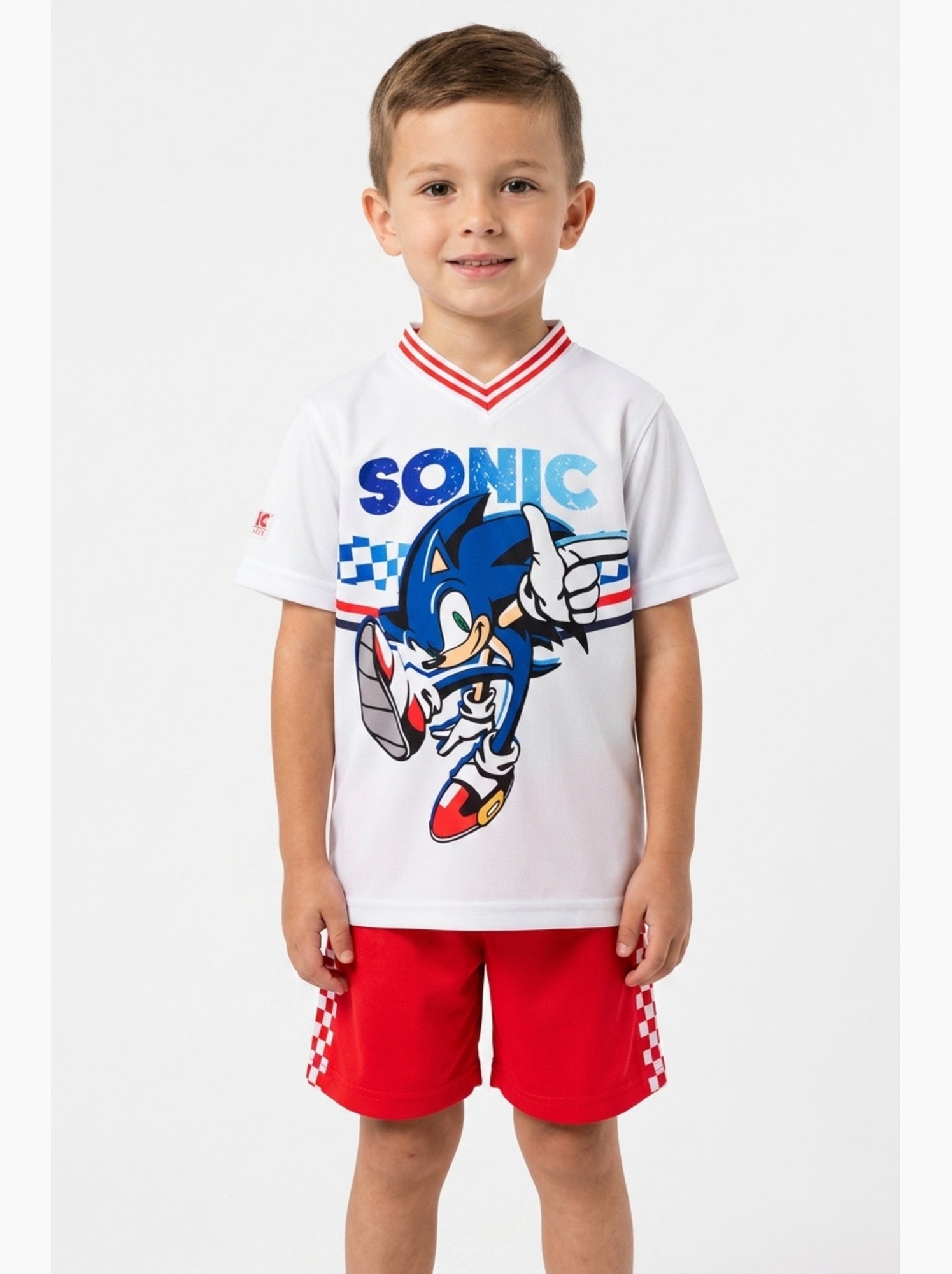 Ensemble short + tee-shirt sonic| licence officielle - Blanc