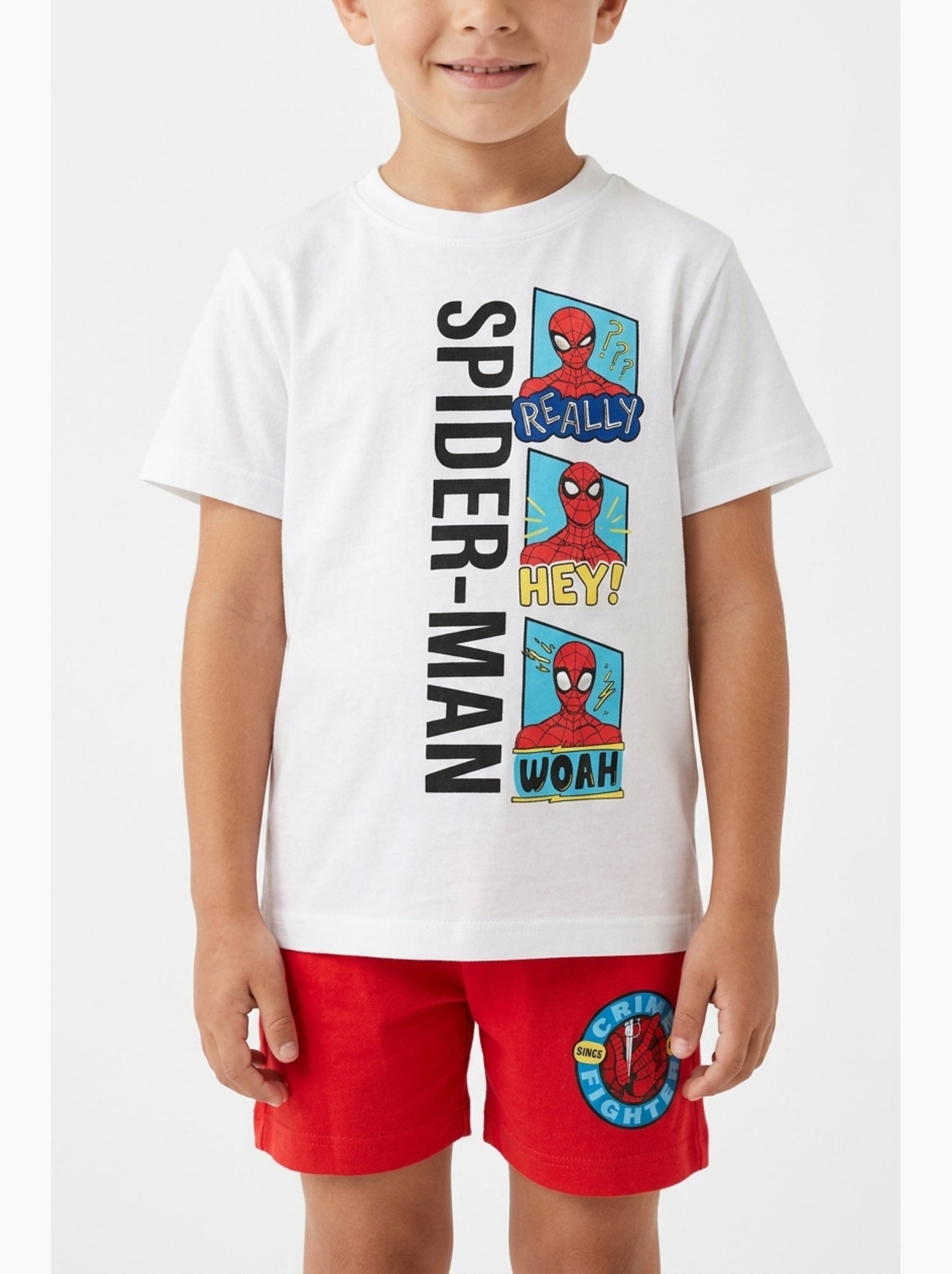 Ensemble short + tee-shirt spiderman| licence officielle - Blanc