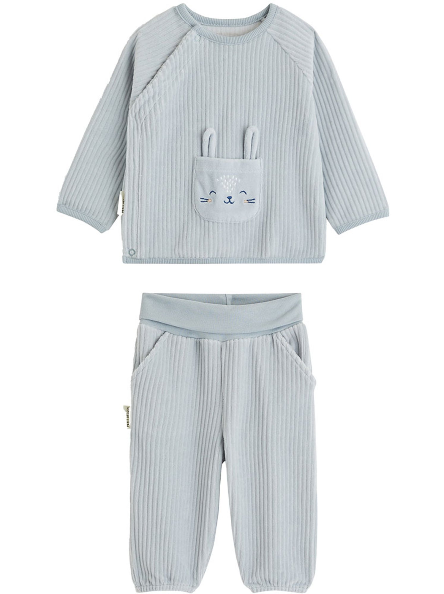 Ensemble sweat et pantalon bébé en velours voix lactée - Bleu
