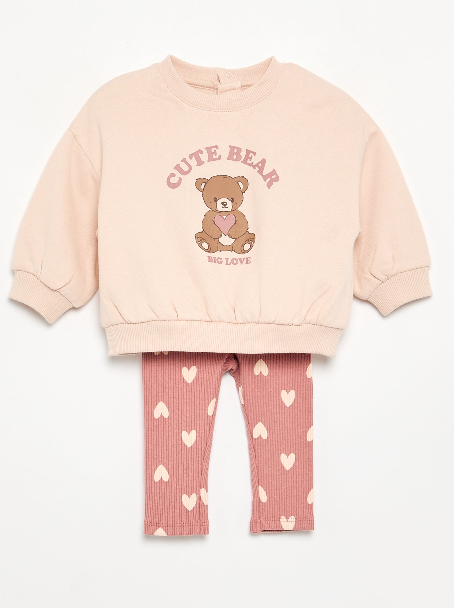 Ensemble sweat imprimé + legging - Rose