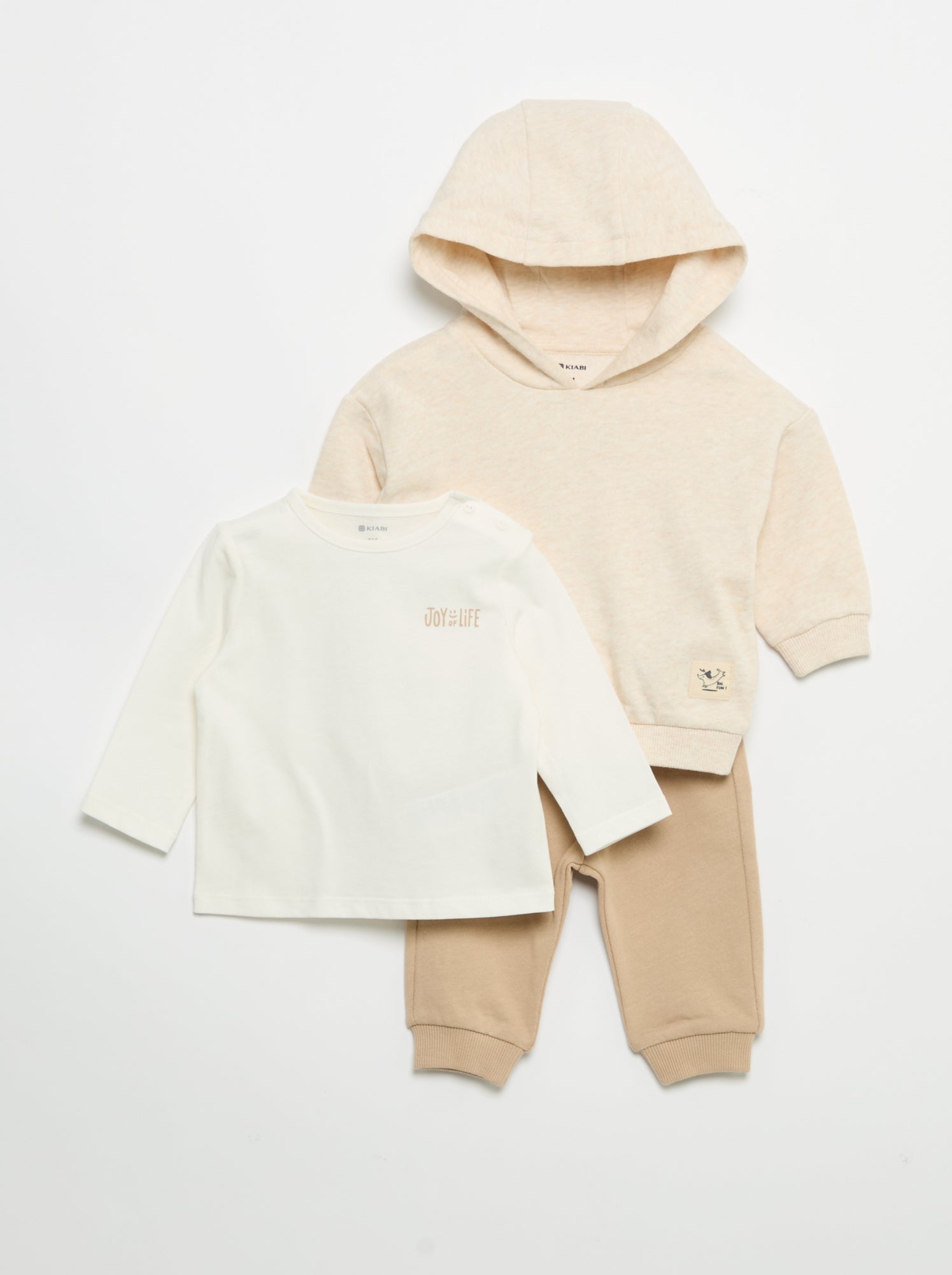Ensemble sweat + jogging + t-shirt - 3 pièces - Beige (FXZ51_4)
