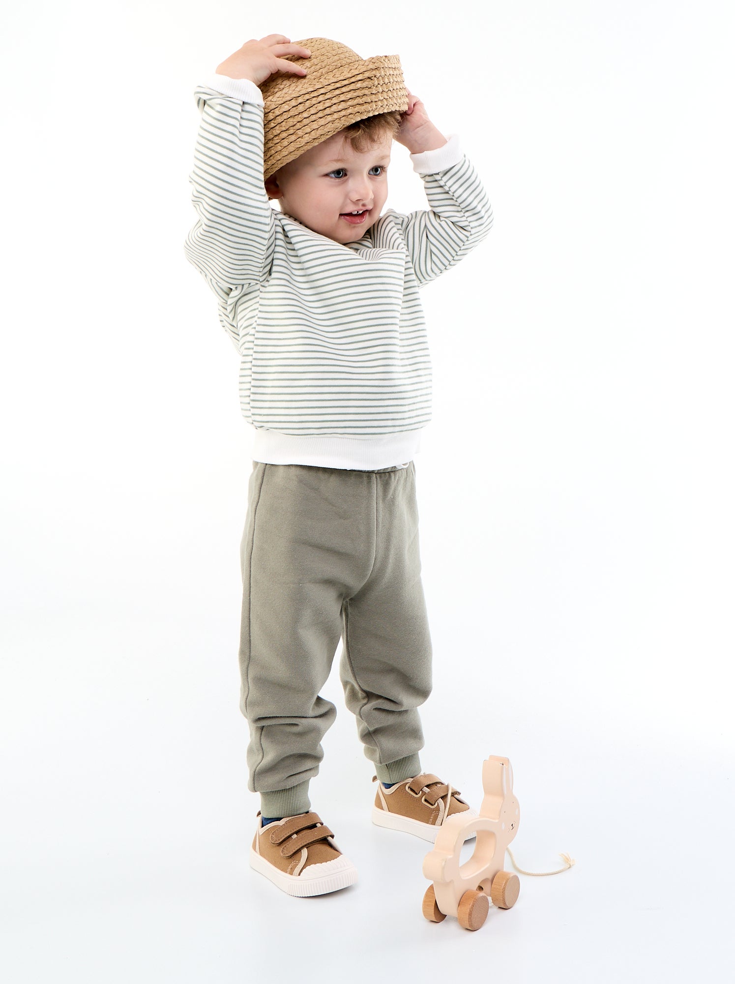 Ensemble sweat + jogging + t-shirt - 3 pièces - Kaki