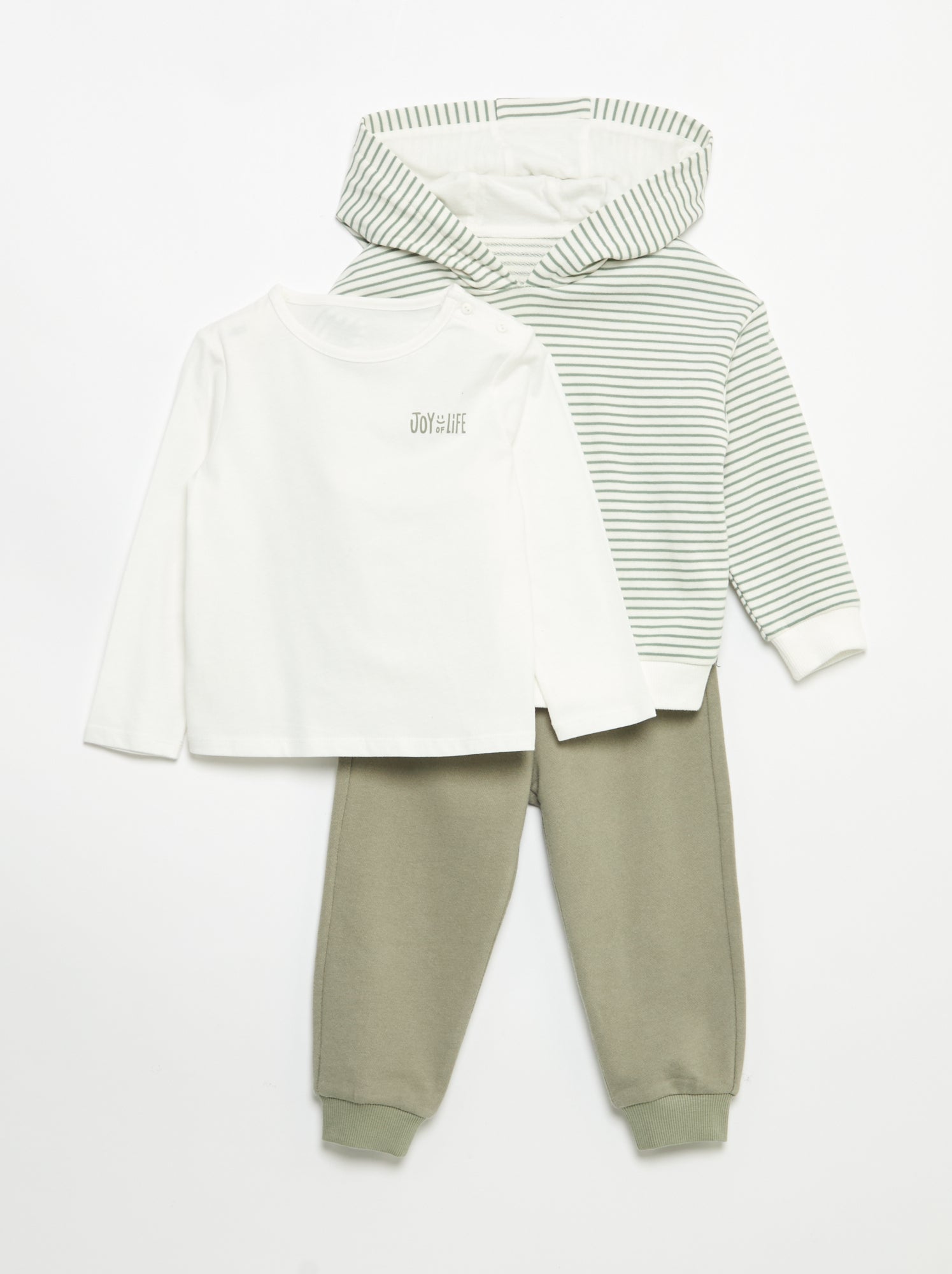 Ensemble sweat + jogging + t-shirt - 3 pièces - Kaki